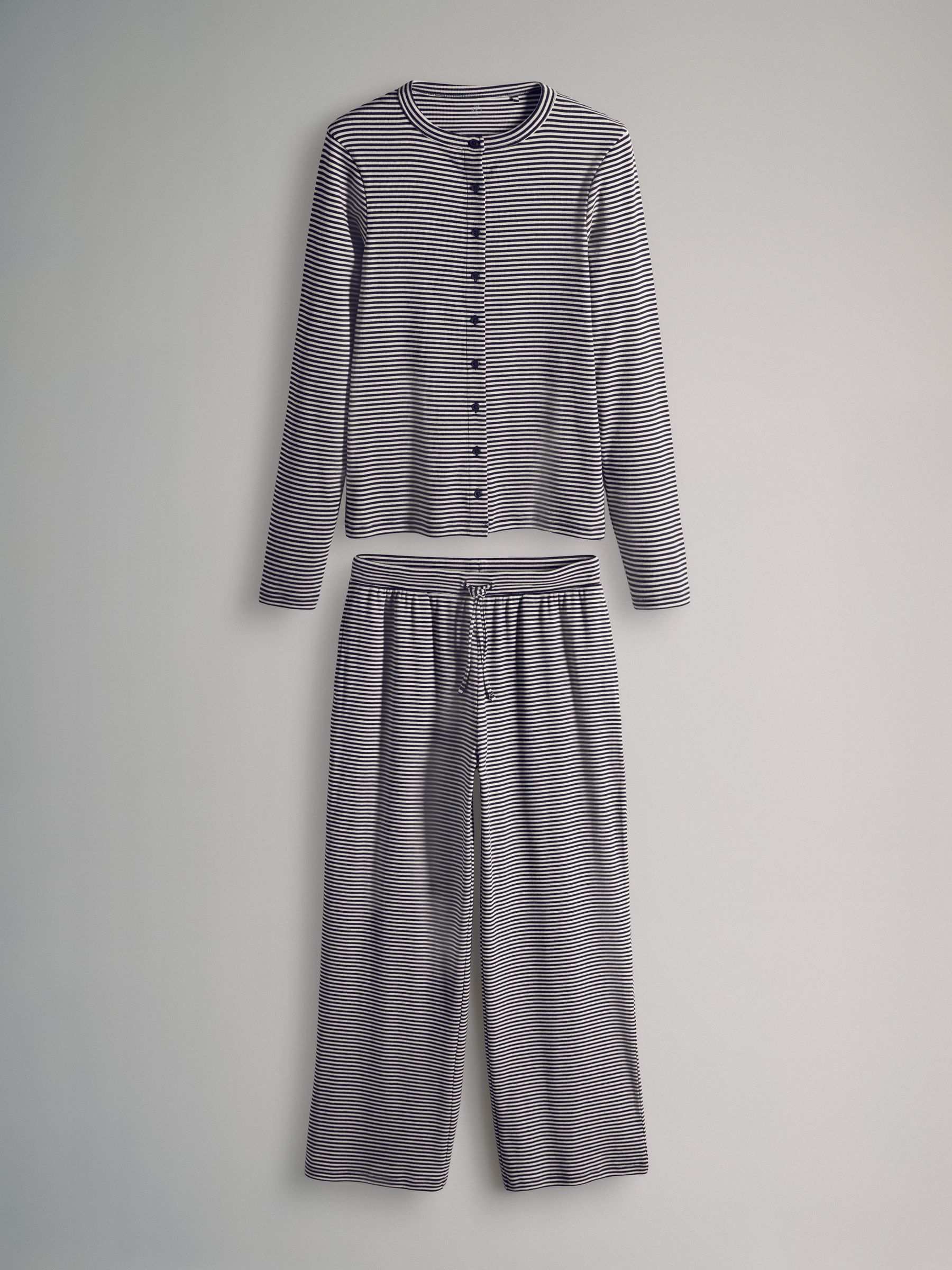 2 Pack Button Through Long Sleeve Top and Drawstring Trousers Co-Ord Set Stripe - Image 2 of 6