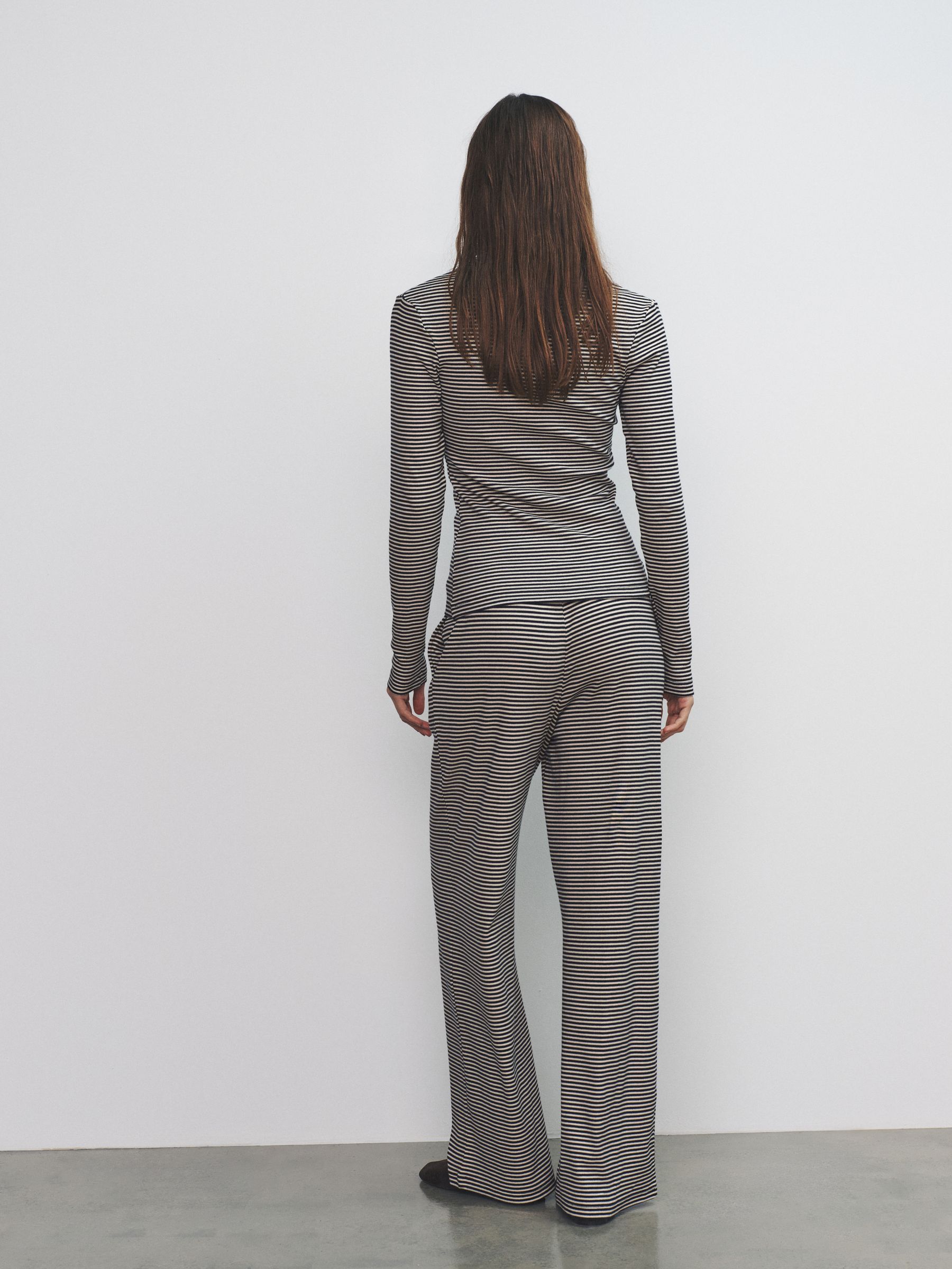 2 Pack Button Through Long Sleeve Top and Drawstring Trousers Co-Ord Set Stripe - Image 3 of 6