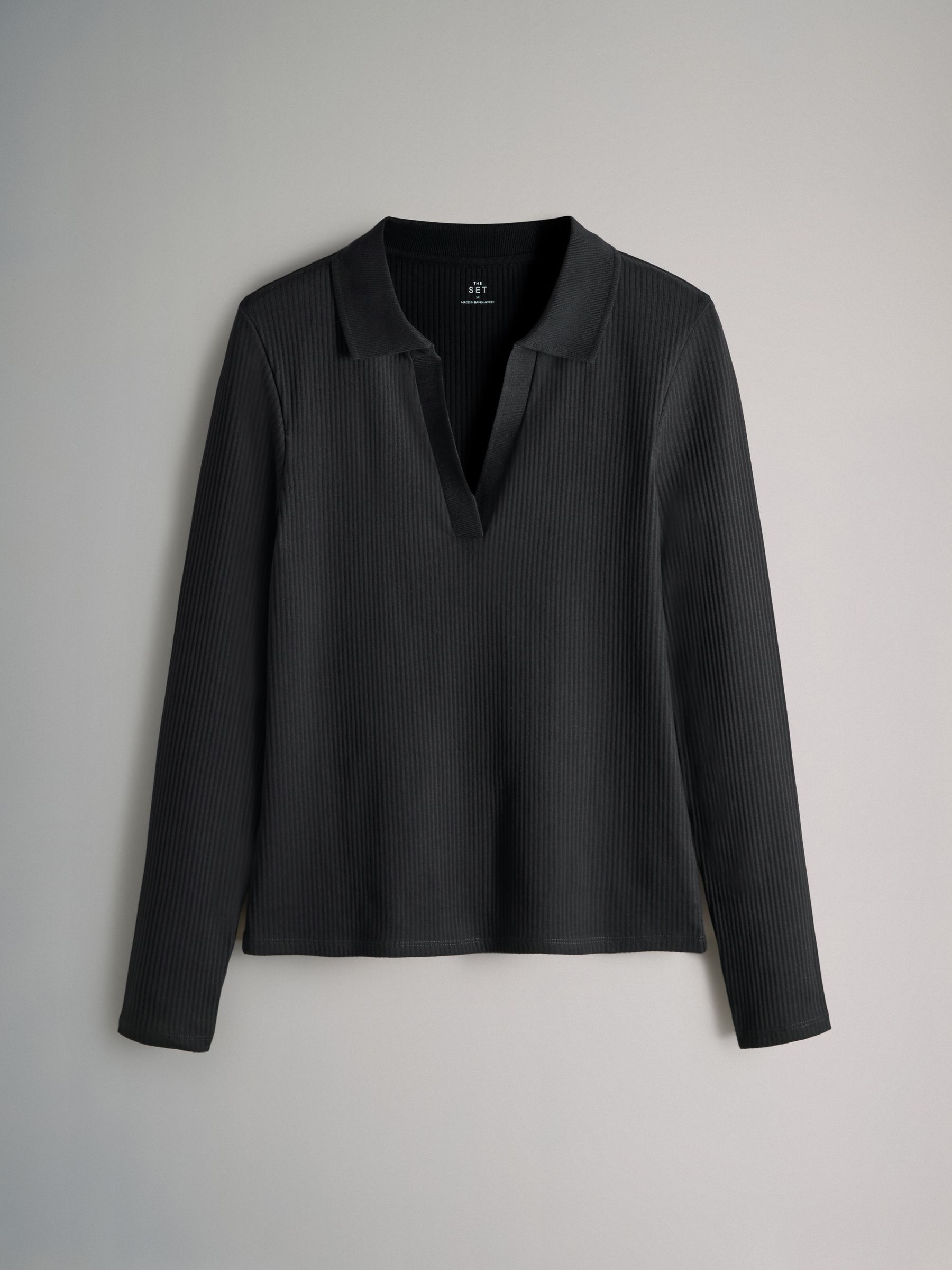 Black/Pink/White 3 Pack Long Sleeve Ribbed Polo Top - Image 4 of 6