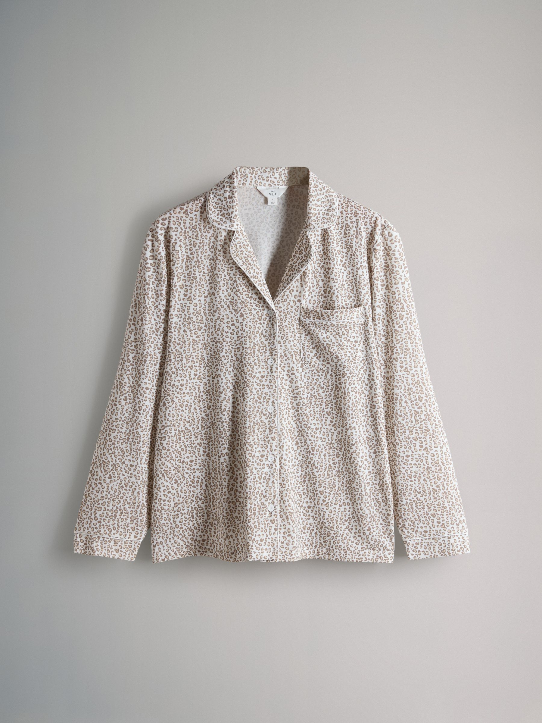 2 Pack Polyester Viscose Blend Button Through Long Pyjamas with Piping Animal/Pink - Image 2 of 6 2 Pack Polyester Viscose Blend Button Through Long Pyjamas with Piping Animal/Pink - Image 2 of 6