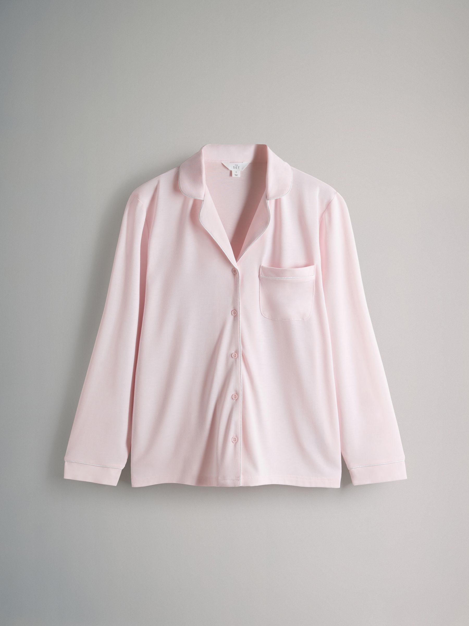 2 Pack Polyester Viscose Blend Button Through Long Pyjamas with Piping Animal/Pink - Image 3 of 6