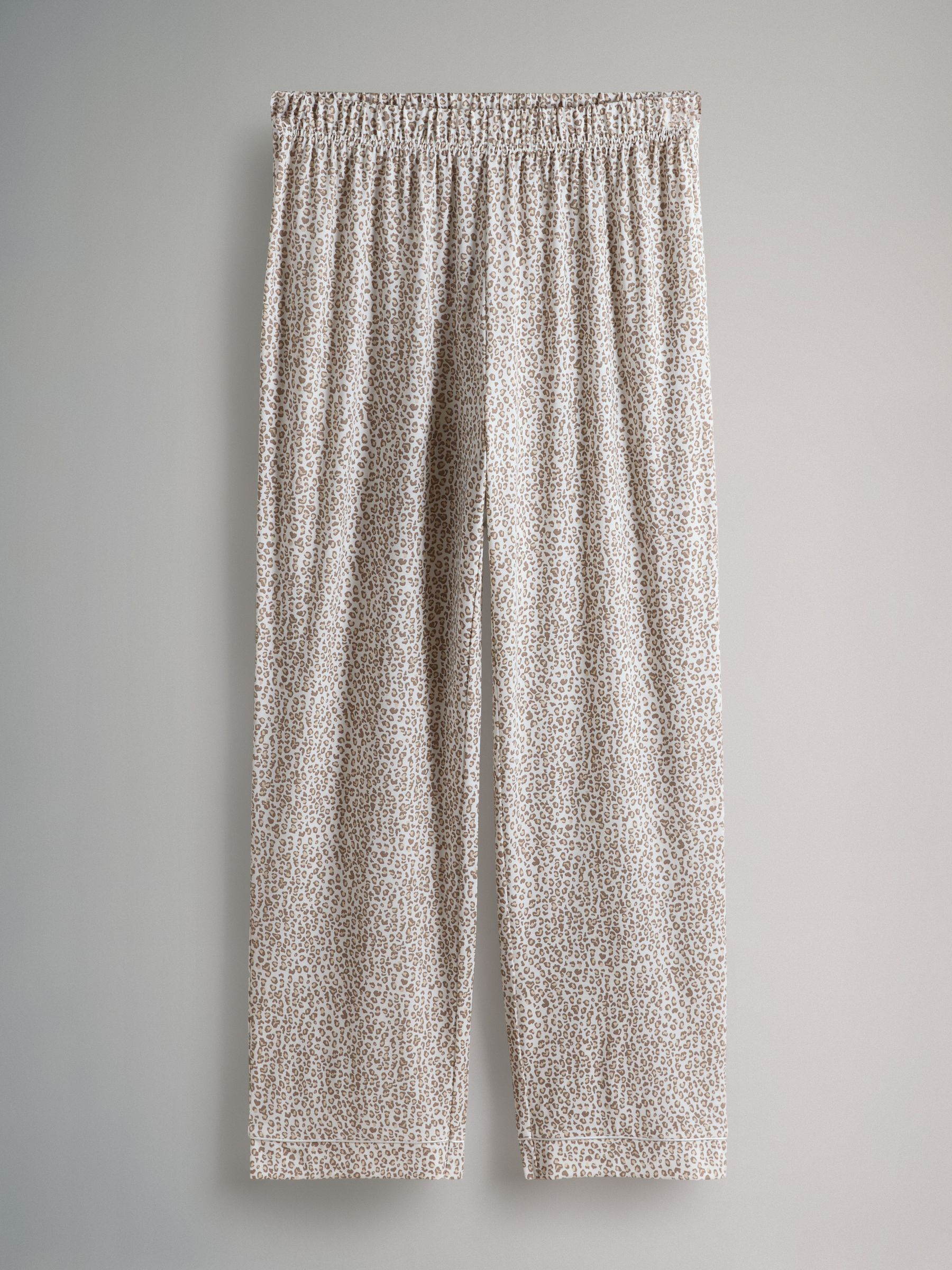 2 Pack Polyester Viscose Blend Button Through Long Pyjamas with Piping Animal/Pink - Image 4 of 6