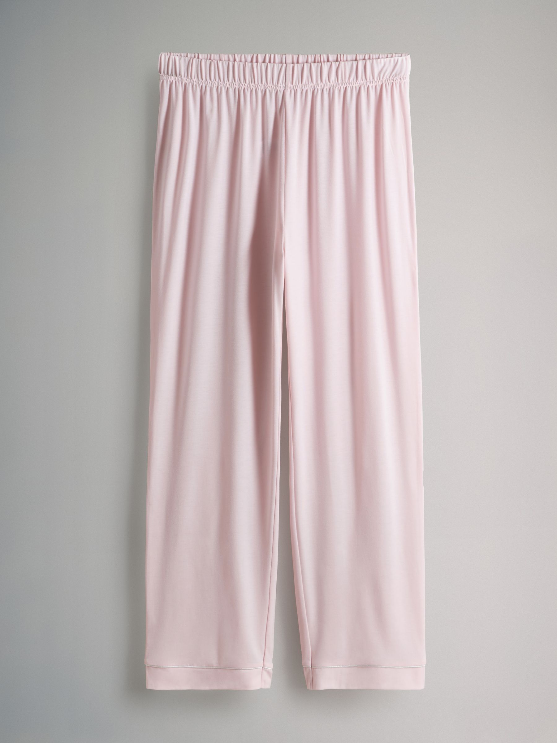 2 Pack Polyester Viscose Blend Button Through Long Pyjamas with Piping Animal/Pink - Image 5 of 6