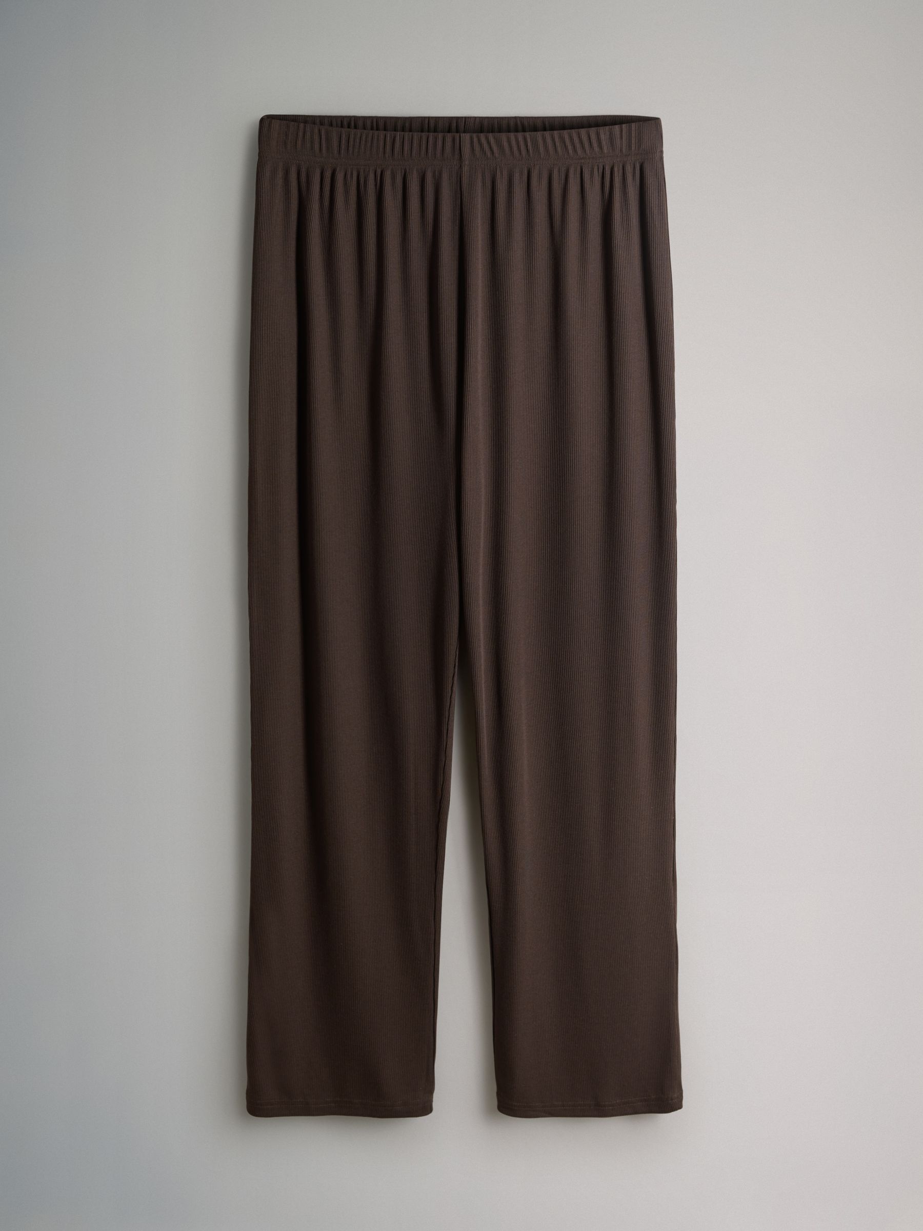 2 Pack Soft Touch Ribbed Long Sleeve Leg Pyjamas Chocolate Brown/Stripe - Image 3 of 6