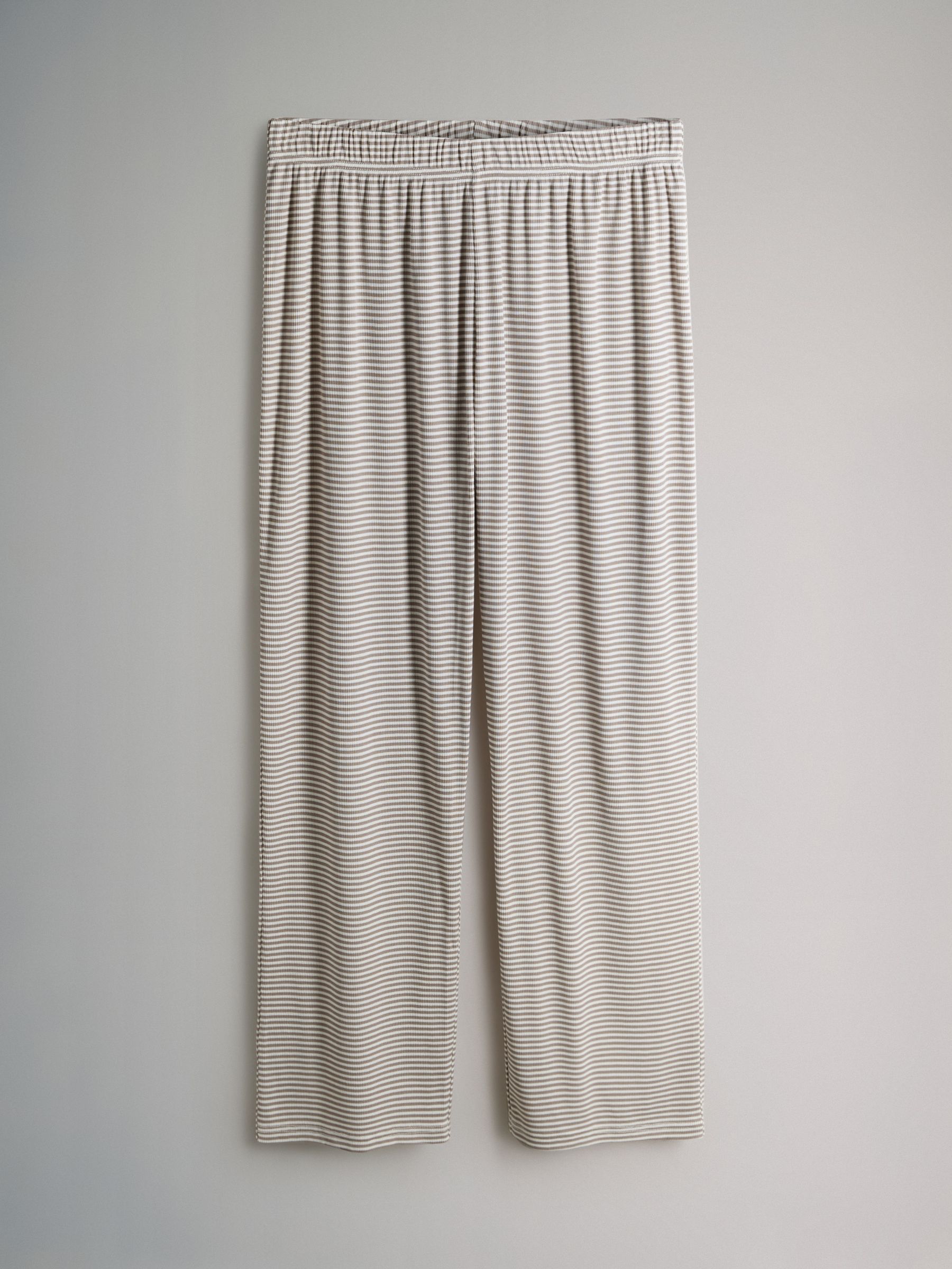 2 Pack Soft Touch Ribbed Long Sleeve Leg Pyjamas Chocolate Brown/Stripe - Image 5 of 6