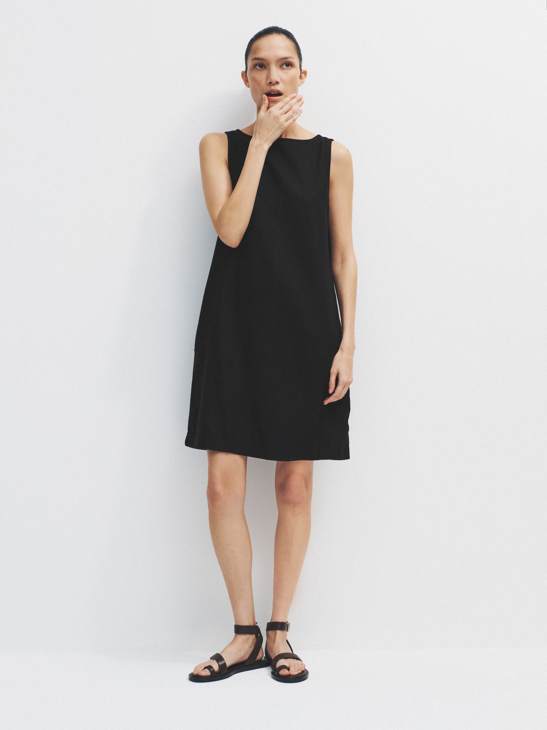 2 Pack Scoop Back Mini Dresses With Linen Gingham/Black - Image 1 of 6