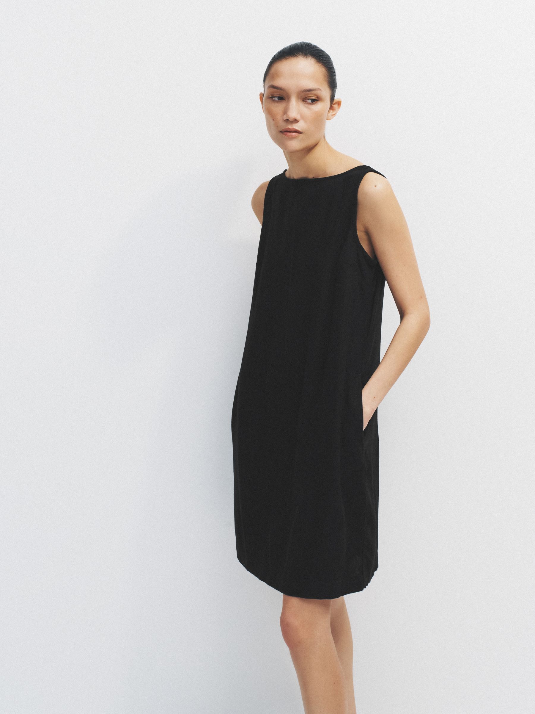 2 Pack Scoop Back Mini Dresses With Linen Gingham/Black - Image 4 of 6