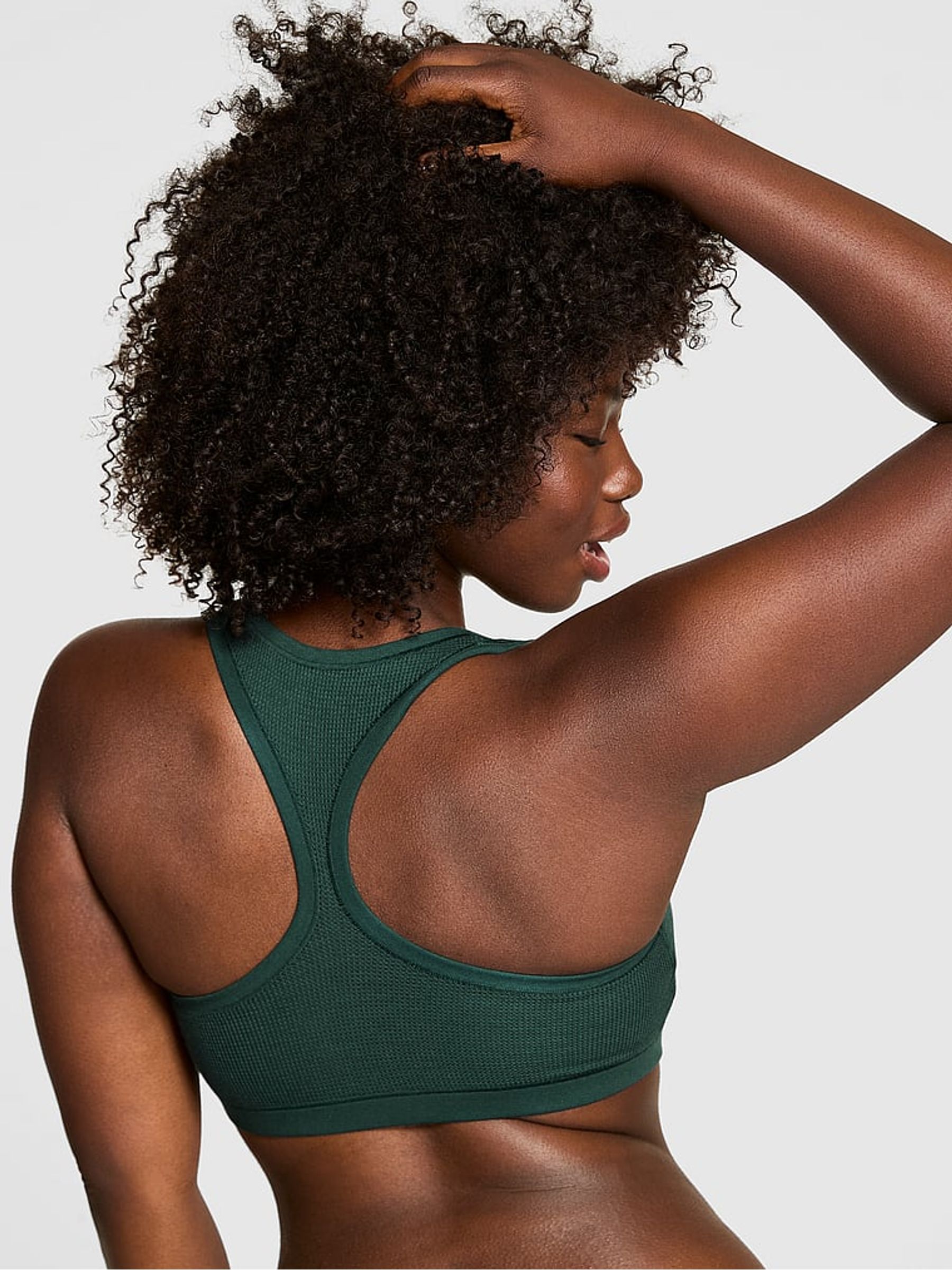 Deep Forest Green Script Cotton Racerback Bralette - Image 2 of 3 Deep Forest Green Script Cotton Racerback Bralette - Image 2 of 3