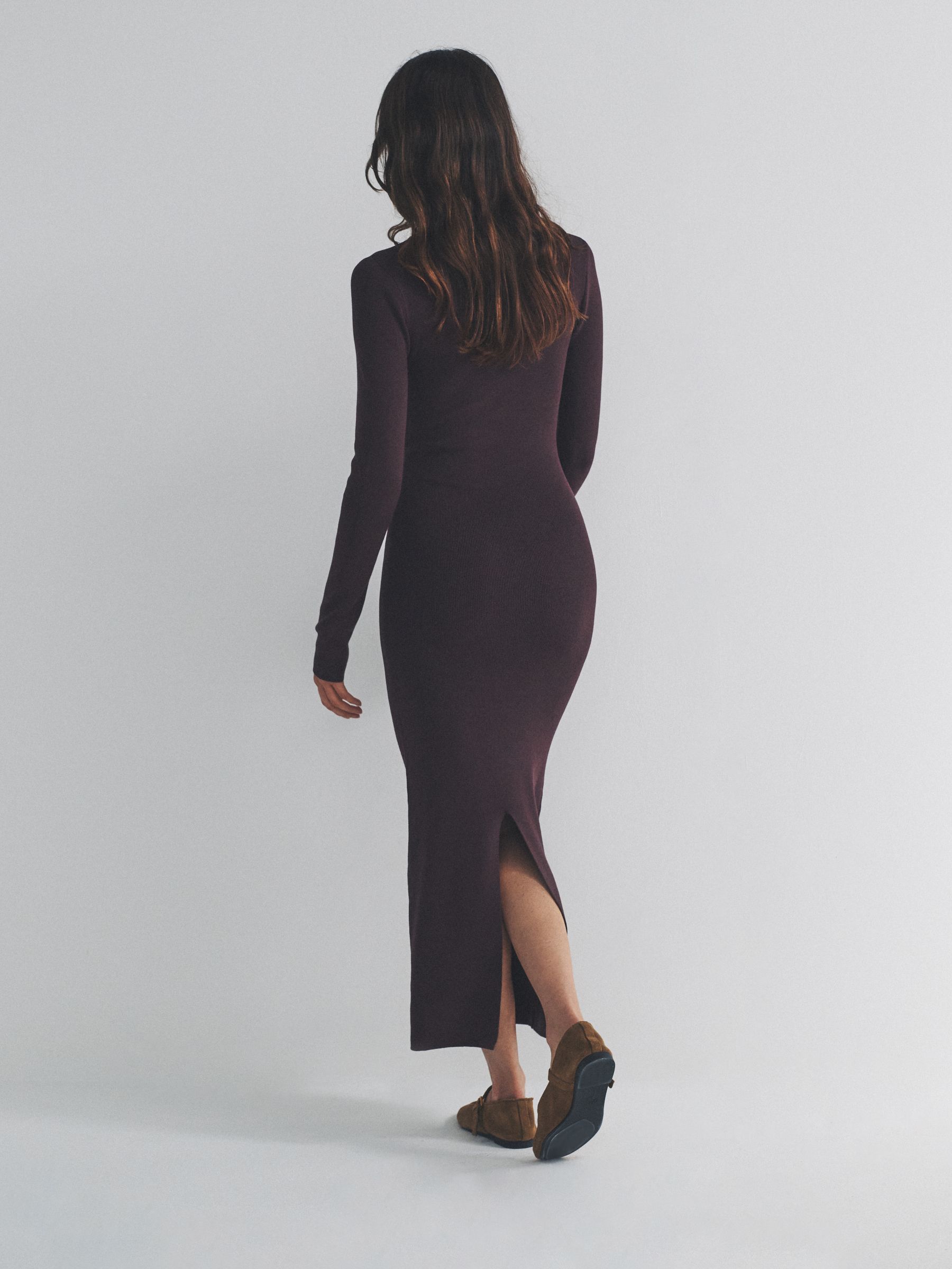 Burgundy Plum/Navy Blue Tipped 2 Pack Knitted Square Neck Dress - Image 3 of 6