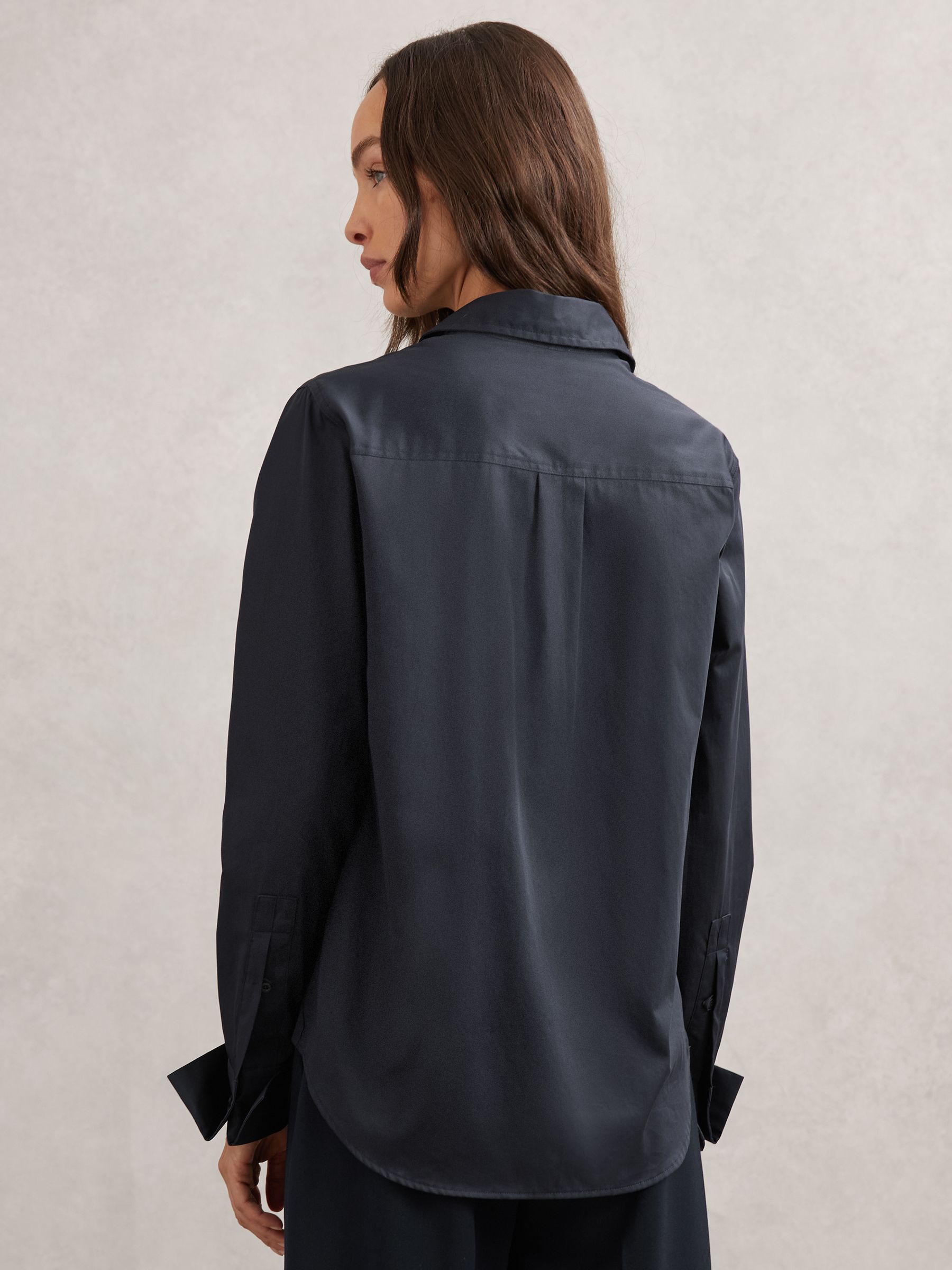 Cotton-Sateen Folded-Cuff Shirt in Navy - image 5