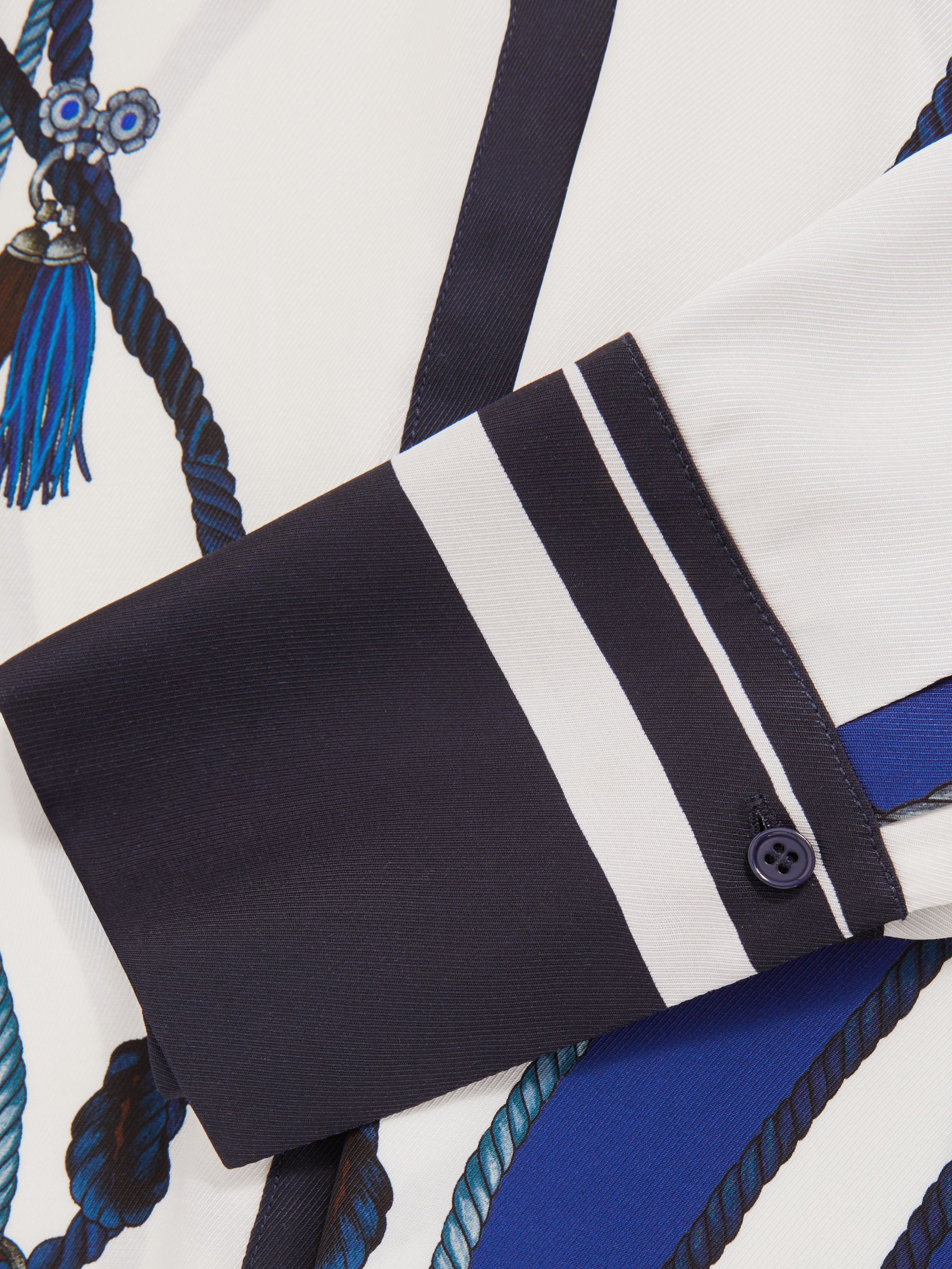 Scarf Print Colourblock Shirt in Navy - Image 5 of 5