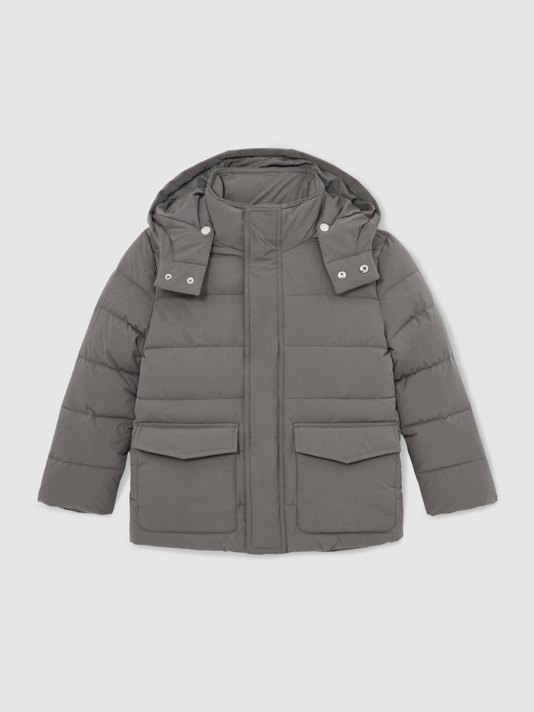 3-9 yrs Quilted Hooded Puffer Jacket in Charcoal - Image 2 of 4