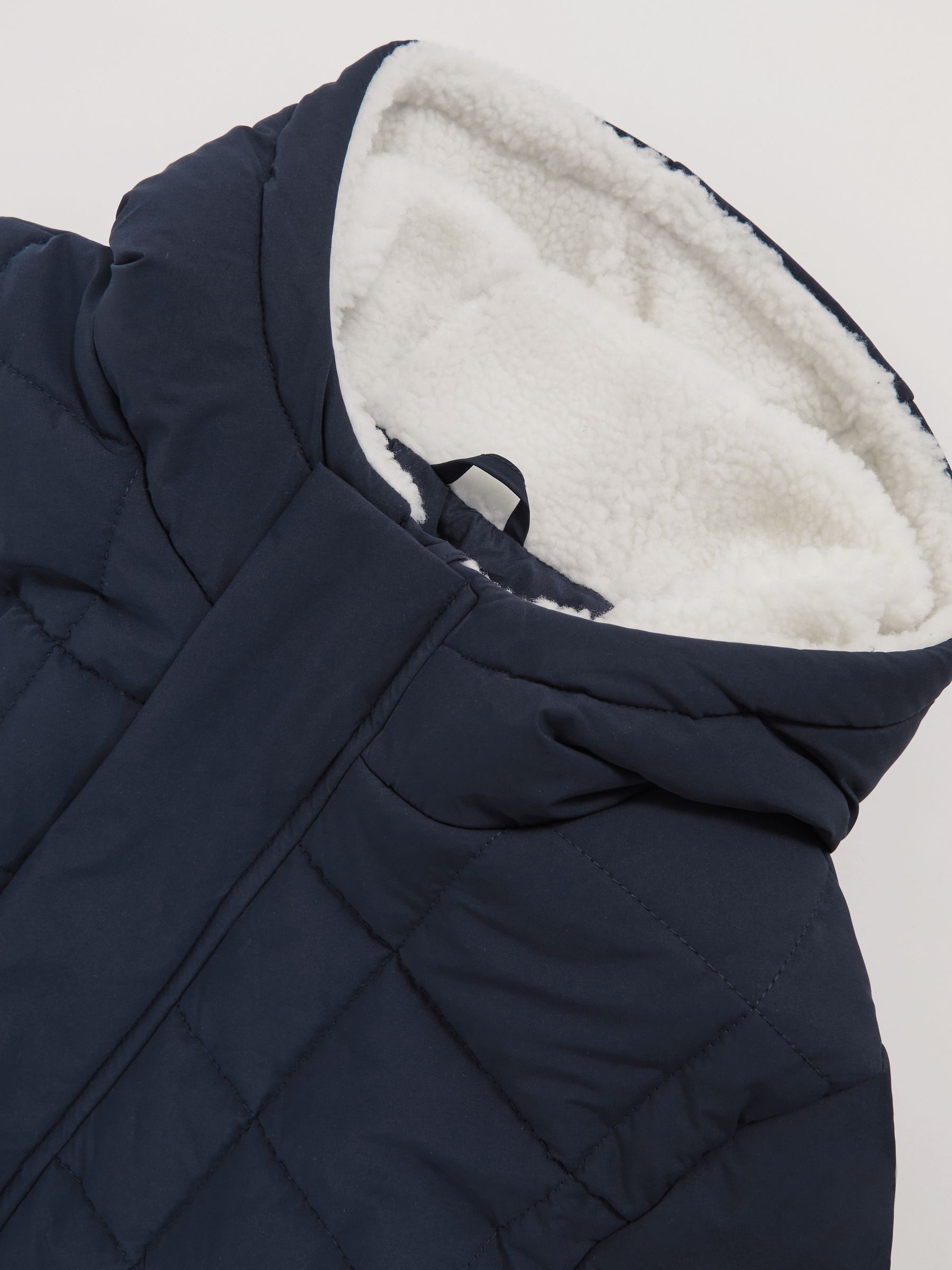 Fleece-Trim Hooded Puffer Jacket in Navy - Image 4 of 4