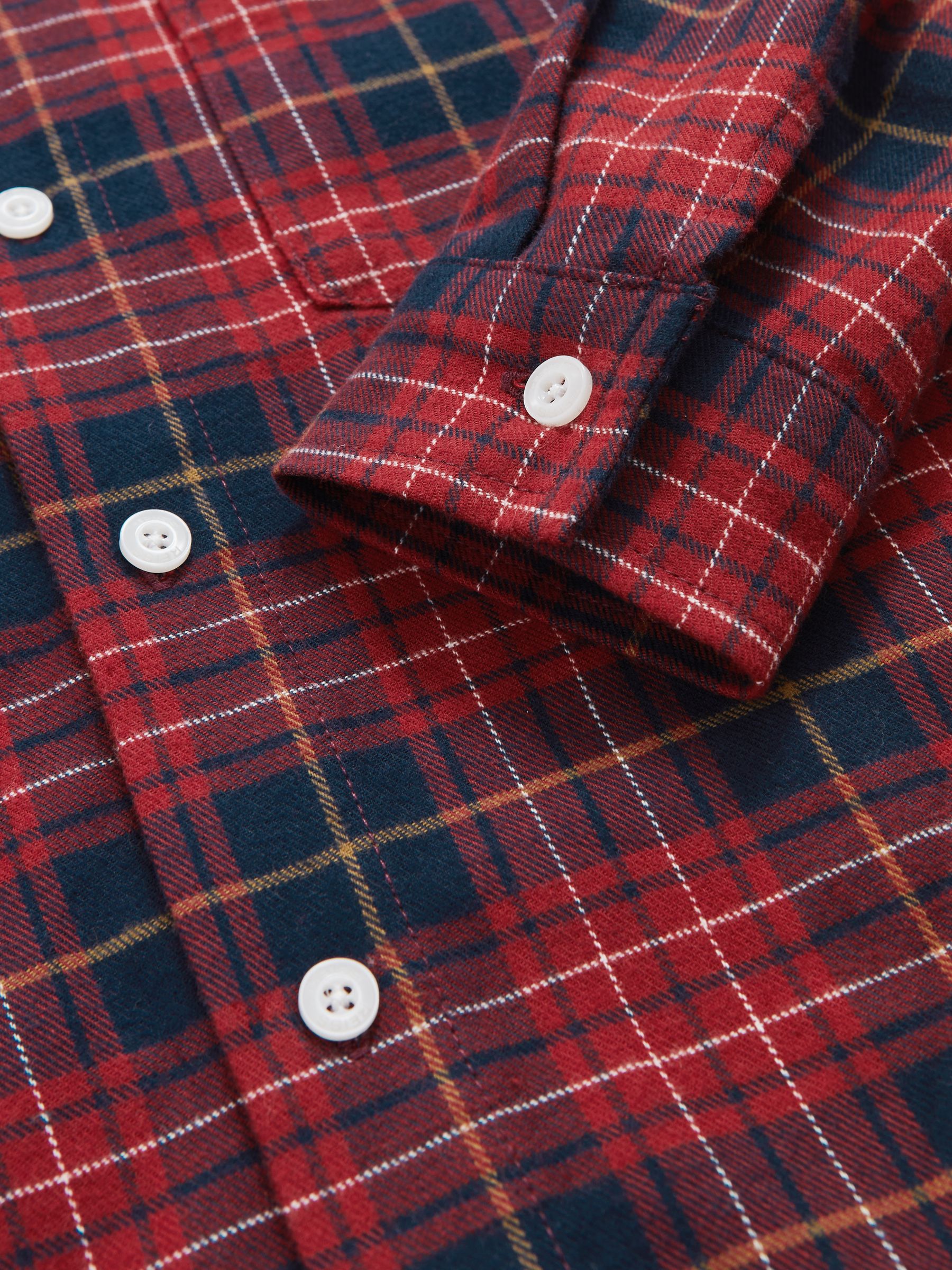 Cotton Button-Through Tartan Shirt in Red/Navy Blue - Image 4 of 4