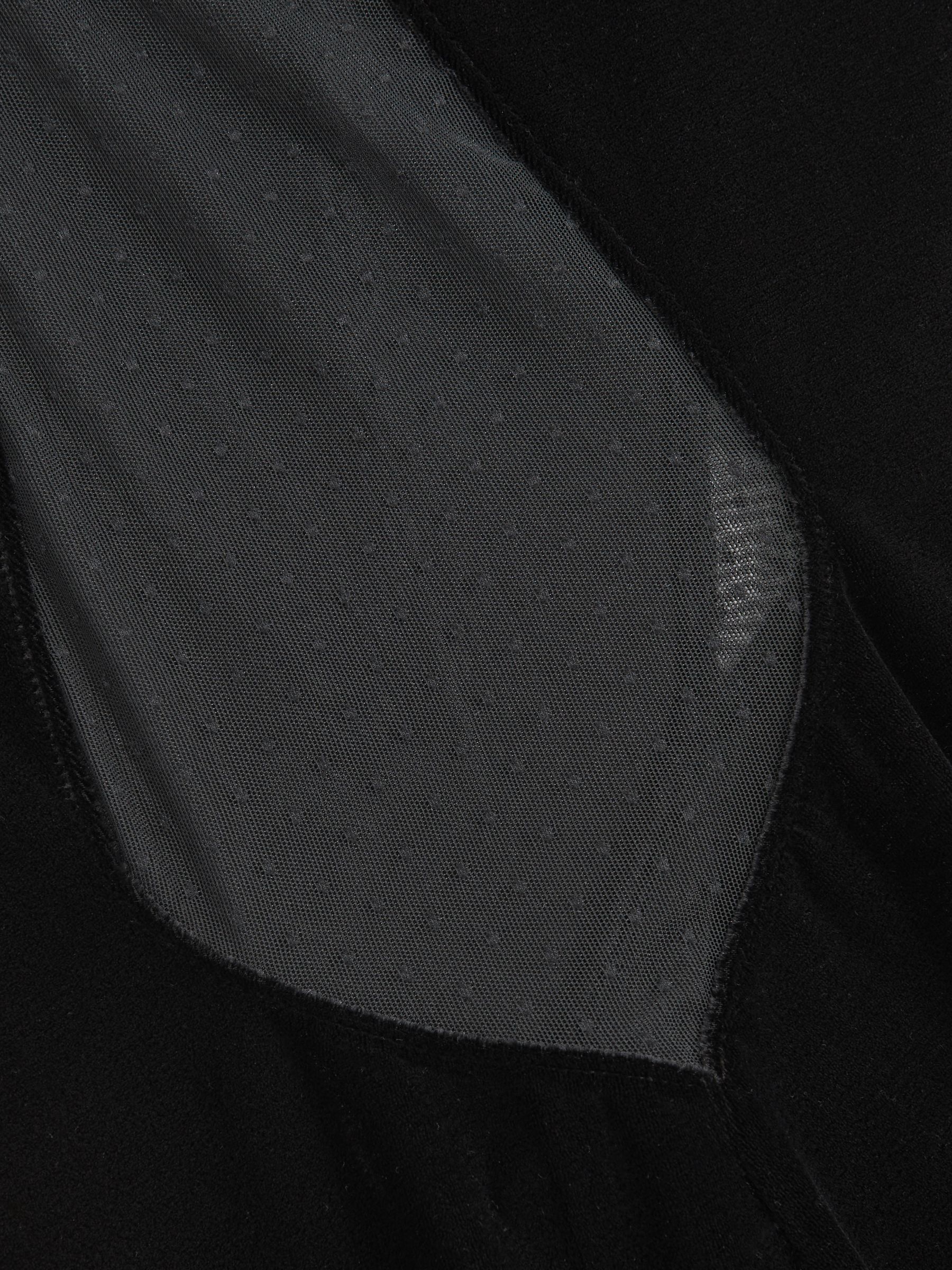 Velvet Sheer-Panel Cut-Out Midi Dress in Black - Image 6 of 6