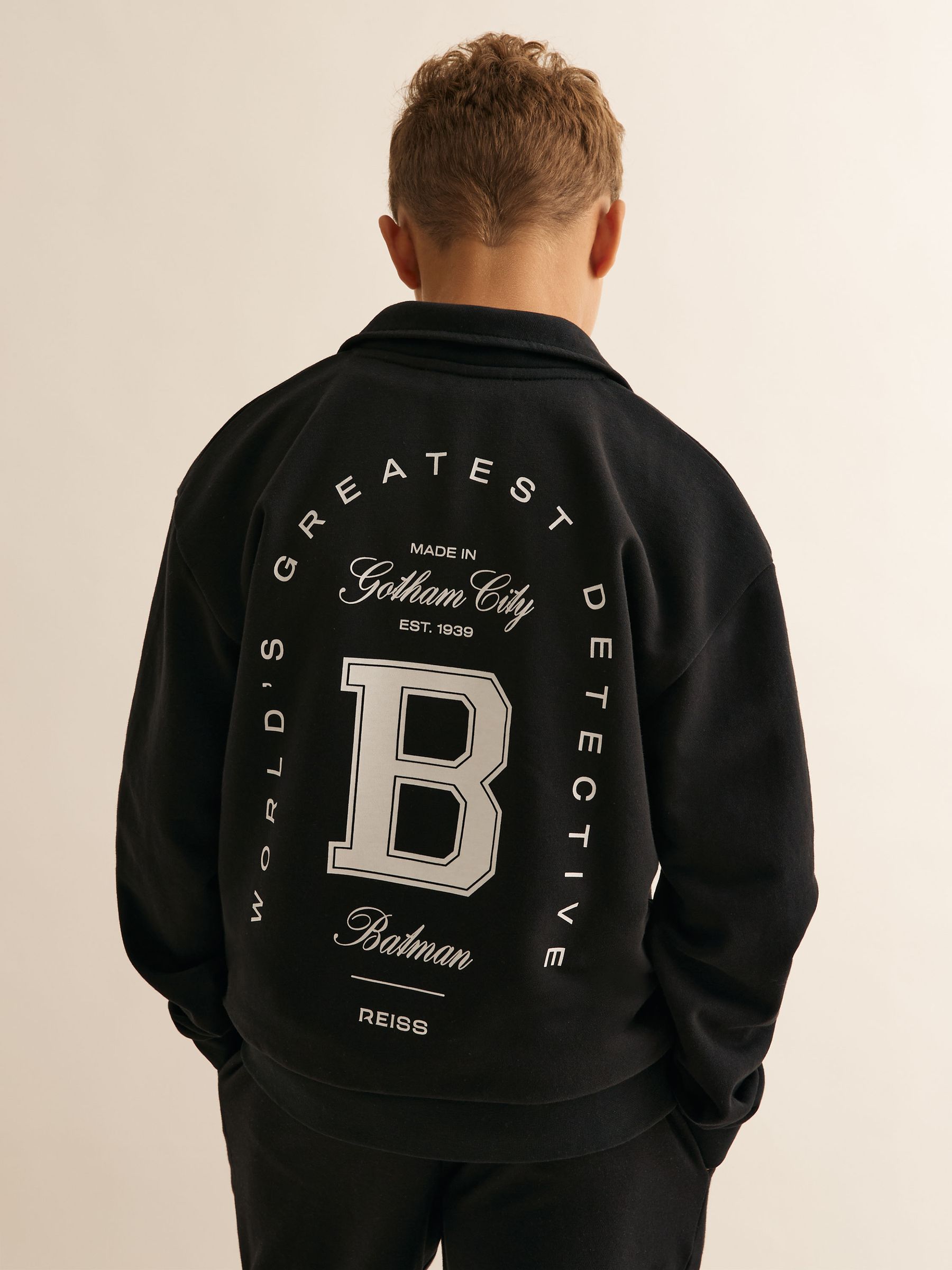 13-14 yrs Batman | Reiss Gotham City Sweatshirt in Black - Image 3 of 4
