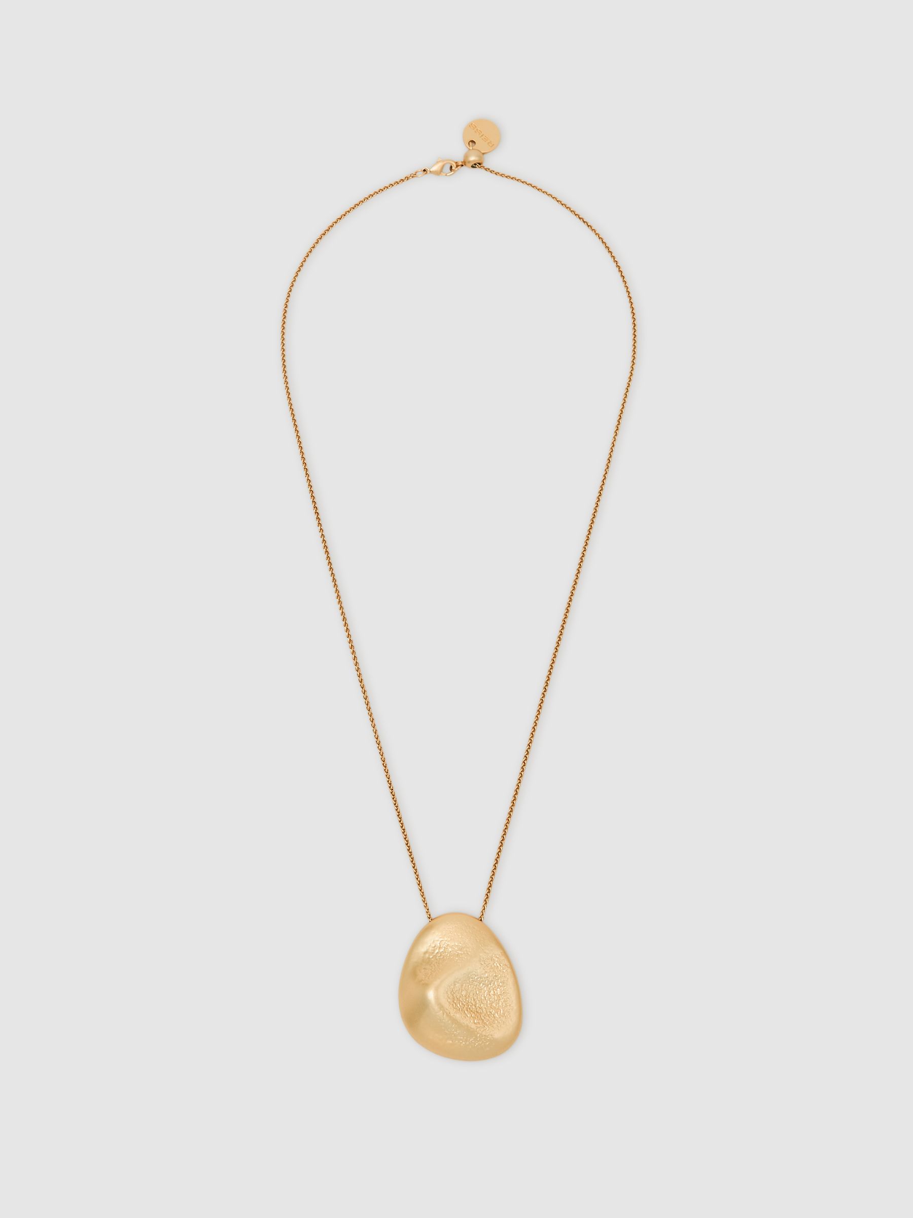 Tone Textured Pebble Pendant Necklace in Gold - Image 2 of 4