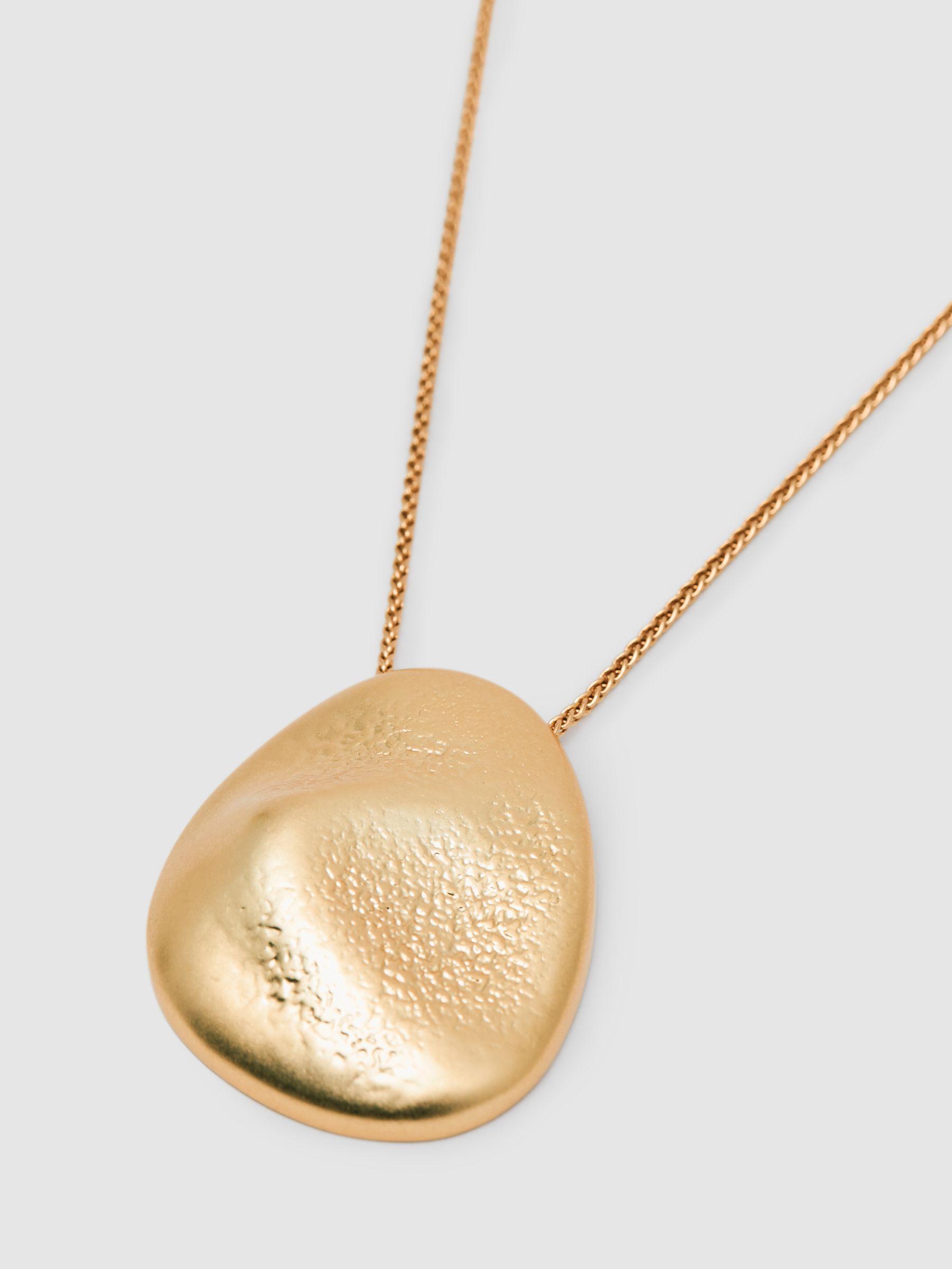 Tone Textured Pebble Pendant Necklace in Gold - Image 3 of 4