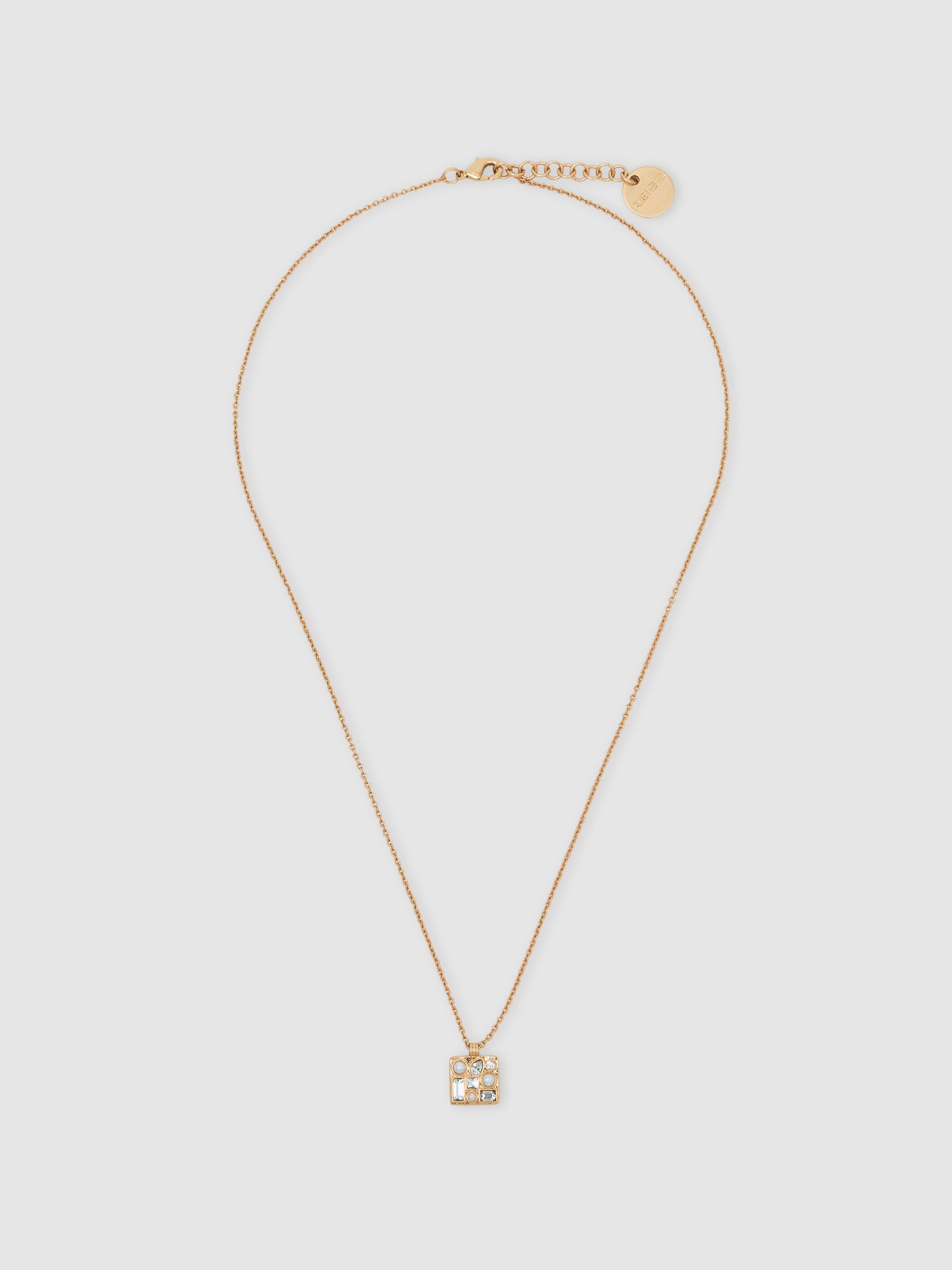 Tone Square Pendant Necklace in Gold - Image 1 of 4 Tone Square Pendant Necklace in Gold - Image 1 of 4