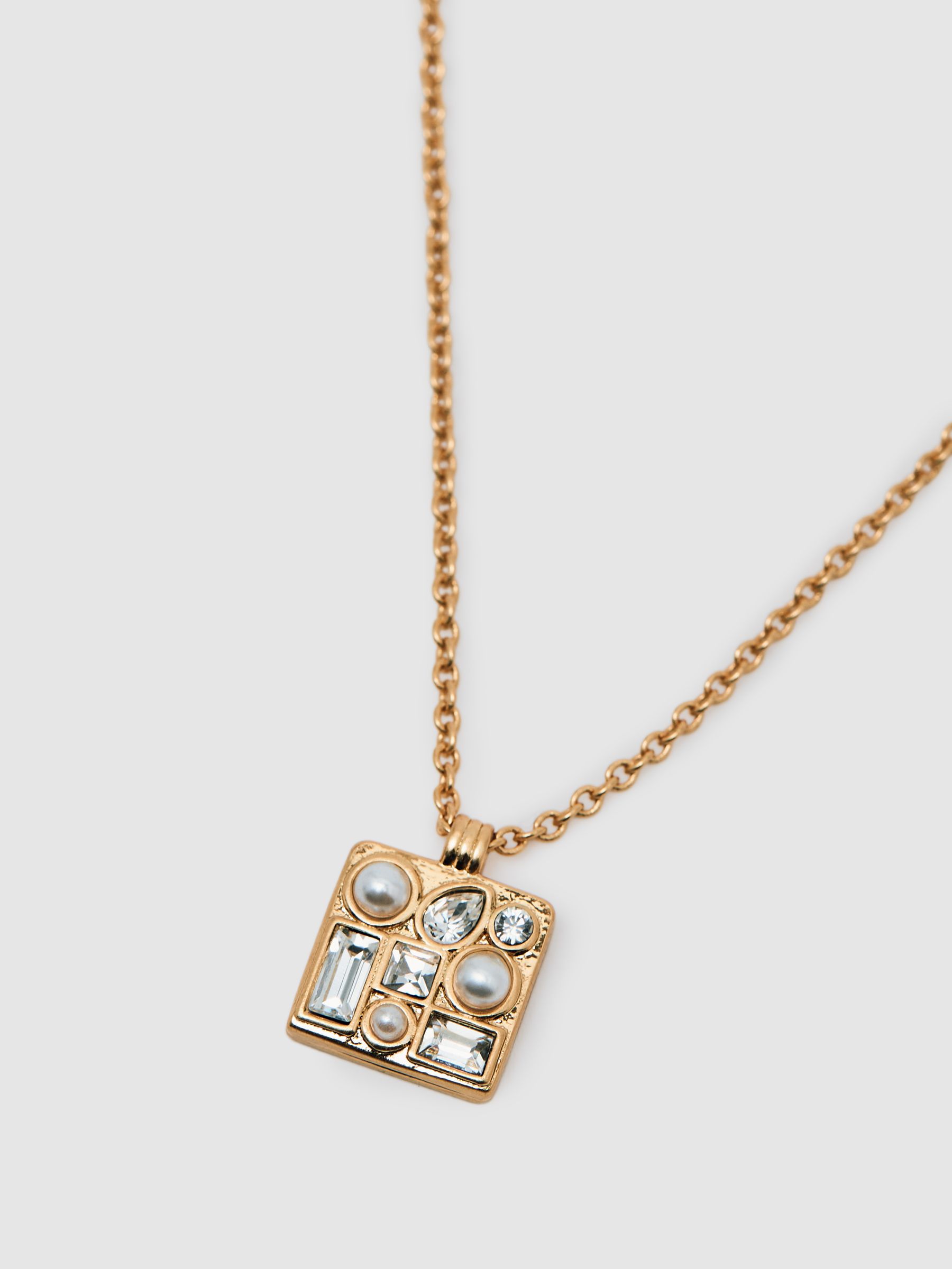 Tone Square Pendant Necklace in Gold - Image 3 of 4