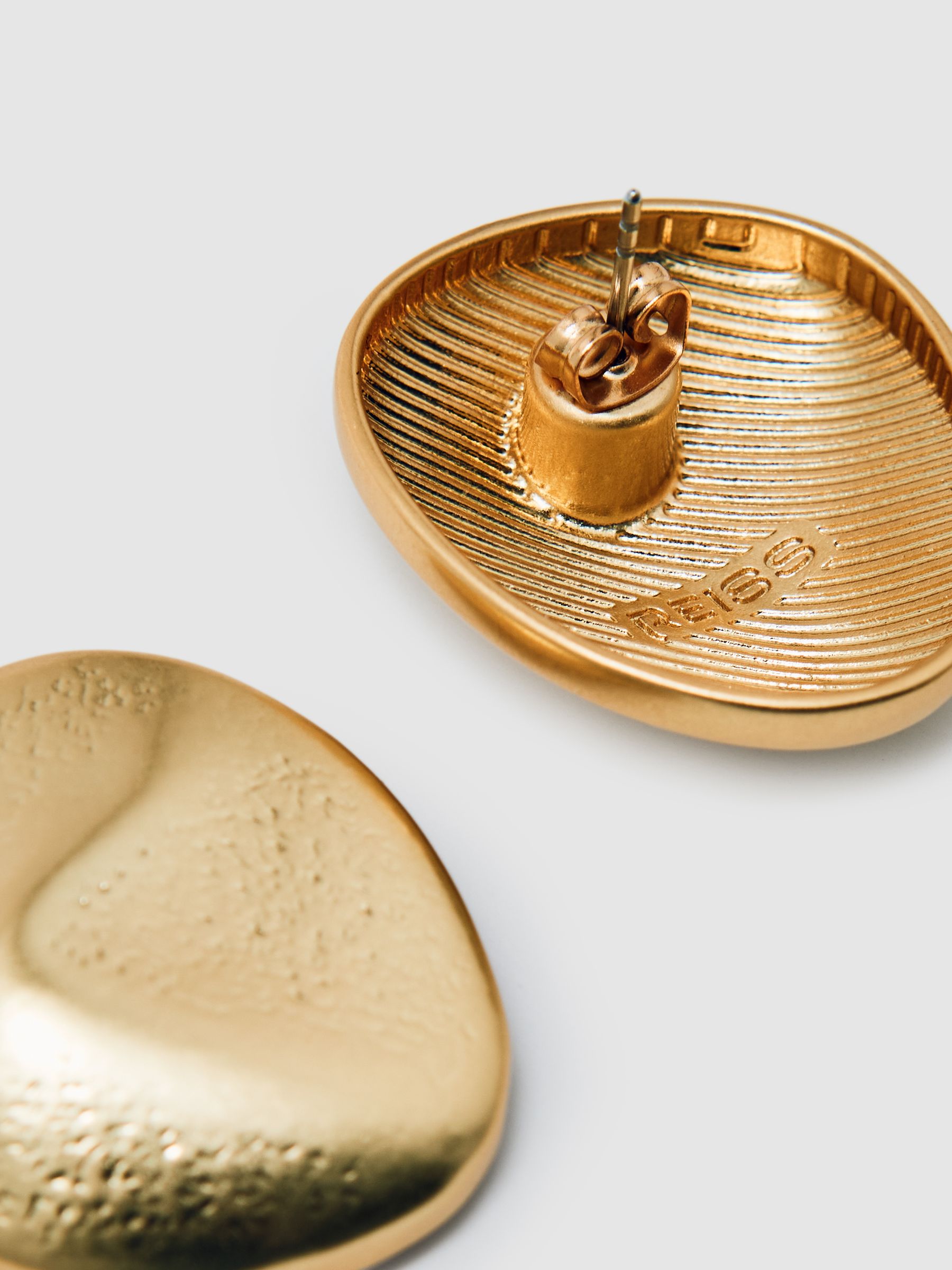 Tone Textured Pebble Earrings in Gold - Image 4 of 5