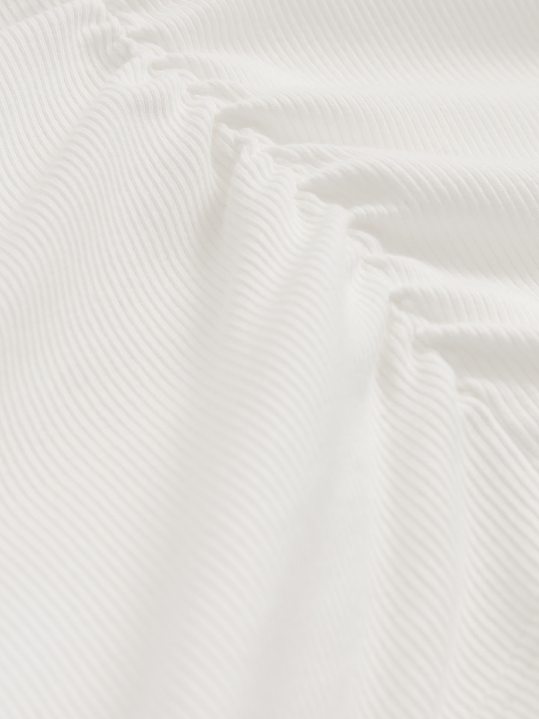 Cotton Long-Sleeve Ruched T-Shirt with Stretch in White - image 4