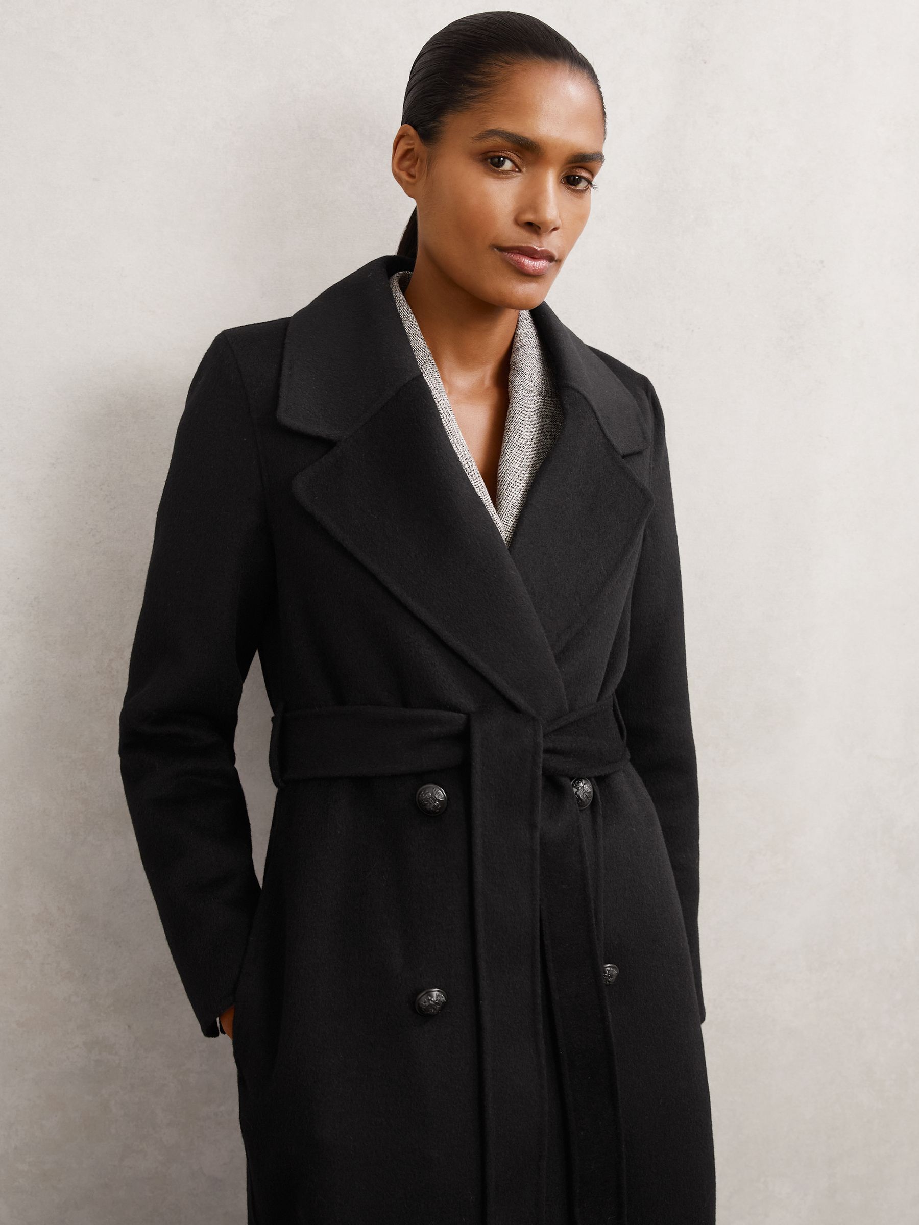 Detachable Faux-Fur Collar Coat Wool-Blend in Black - Image 5 of 7