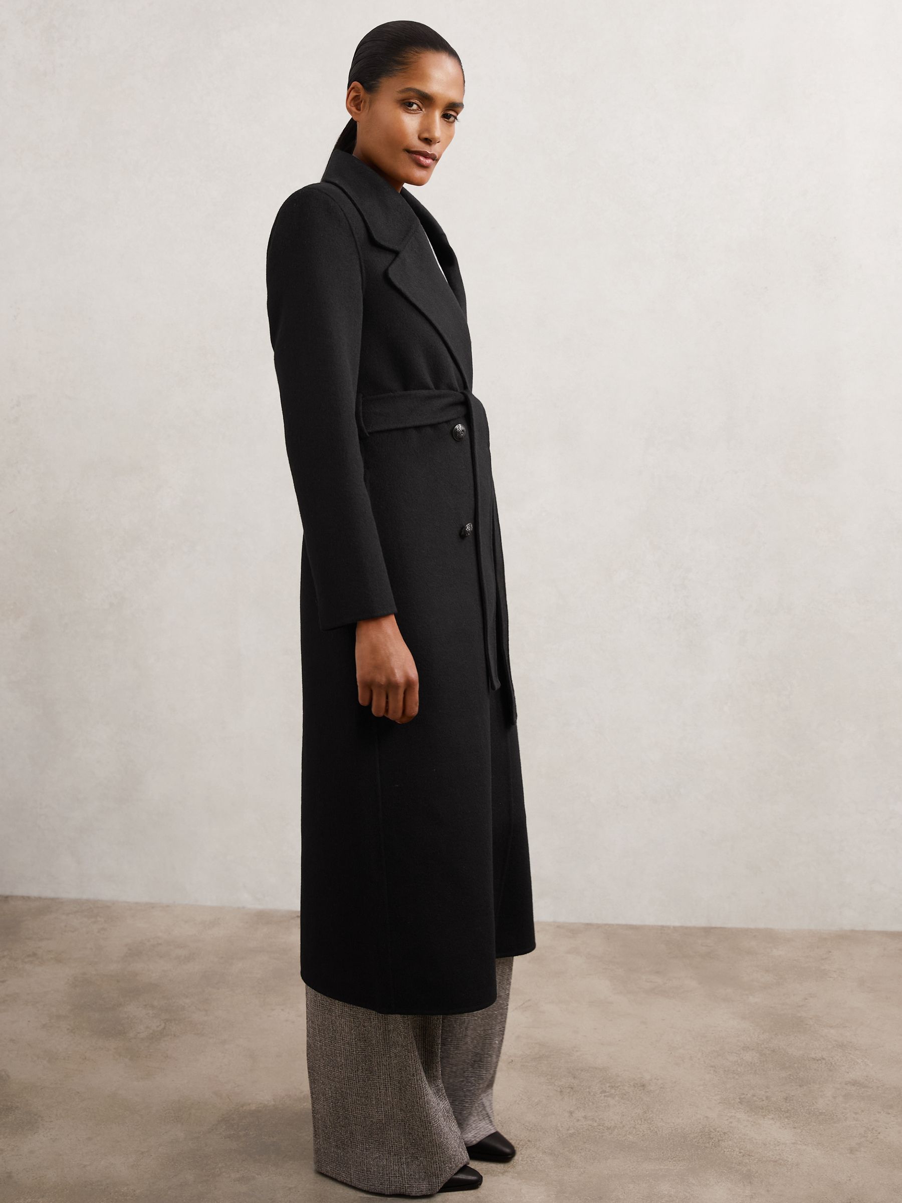 Detachable Faux-Fur Collar Coat Wool-Blend in Black - Image 6 of 7