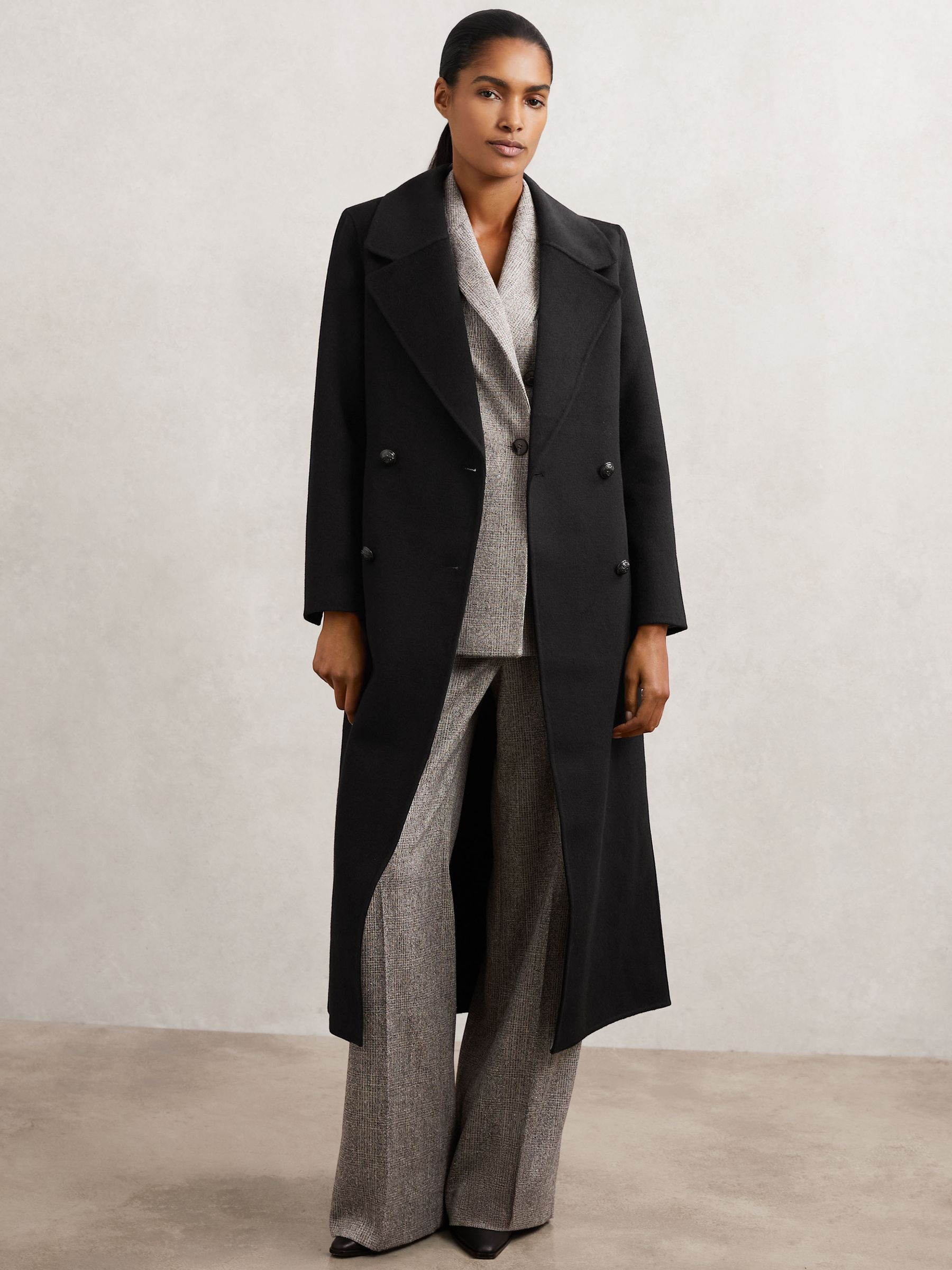 Detachable Faux-Fur Collar Coat Wool-Blend in Black - image 3