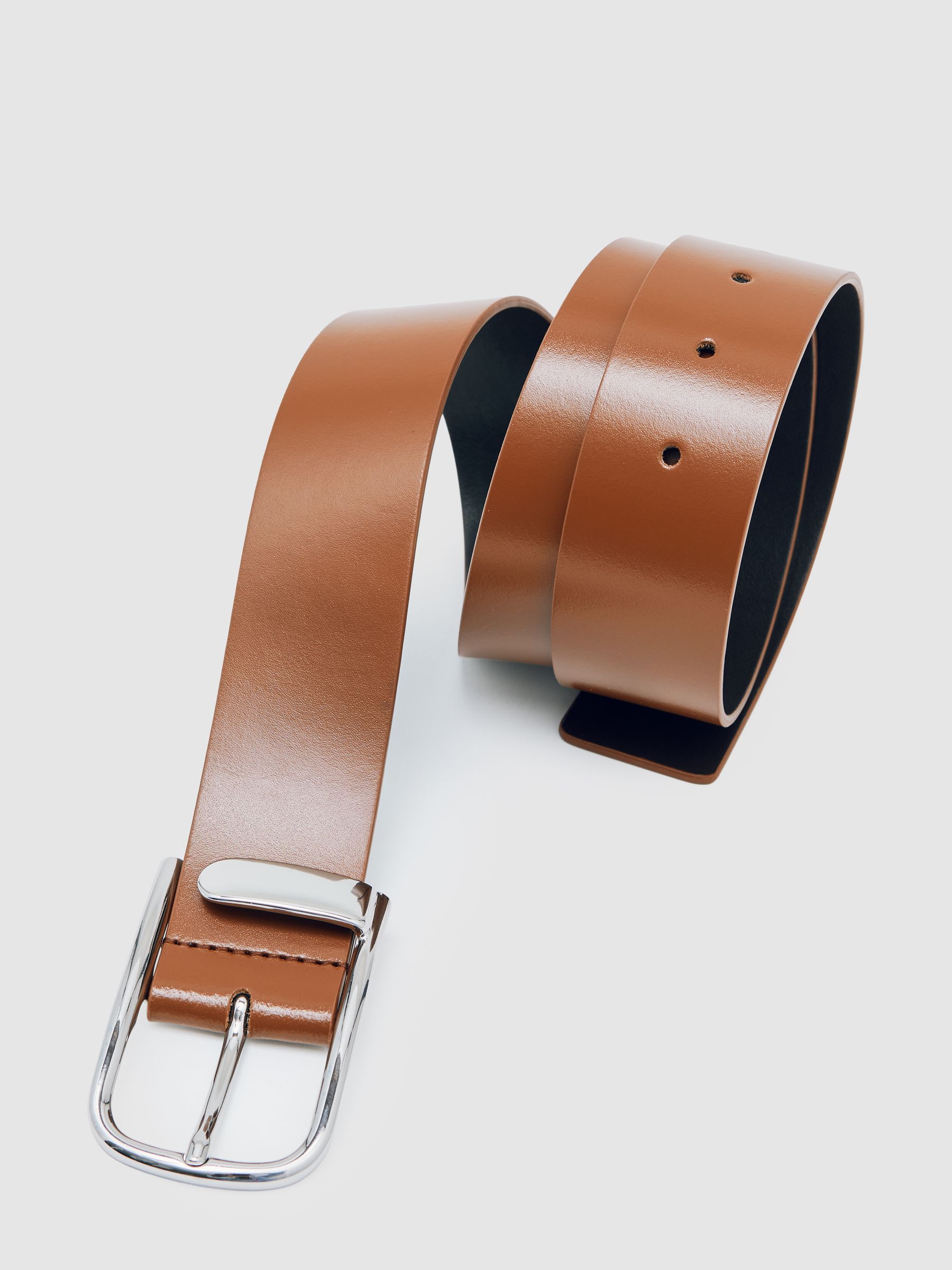 Leather Half-Keeper Belt in Tan Sliver - image 3