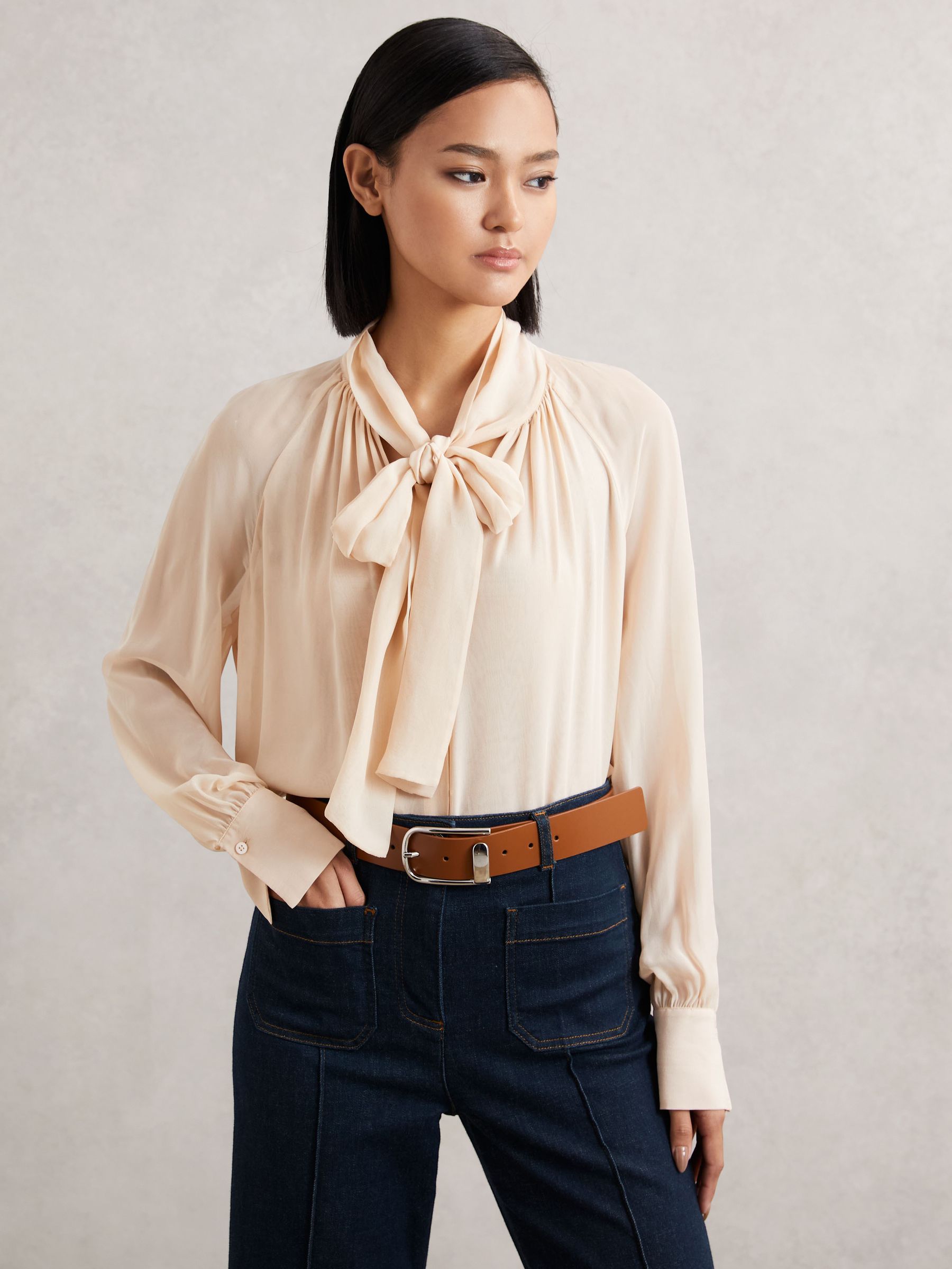 Leather Half-Keeper Belt in Tan Sliver - image 2