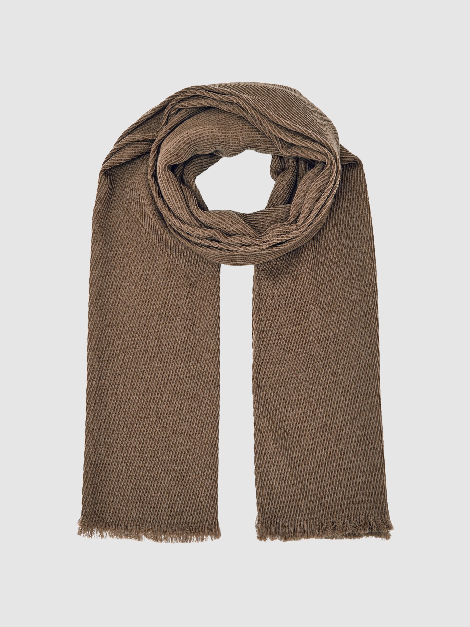 Wool Pleated Scarf in Taupe - image 4