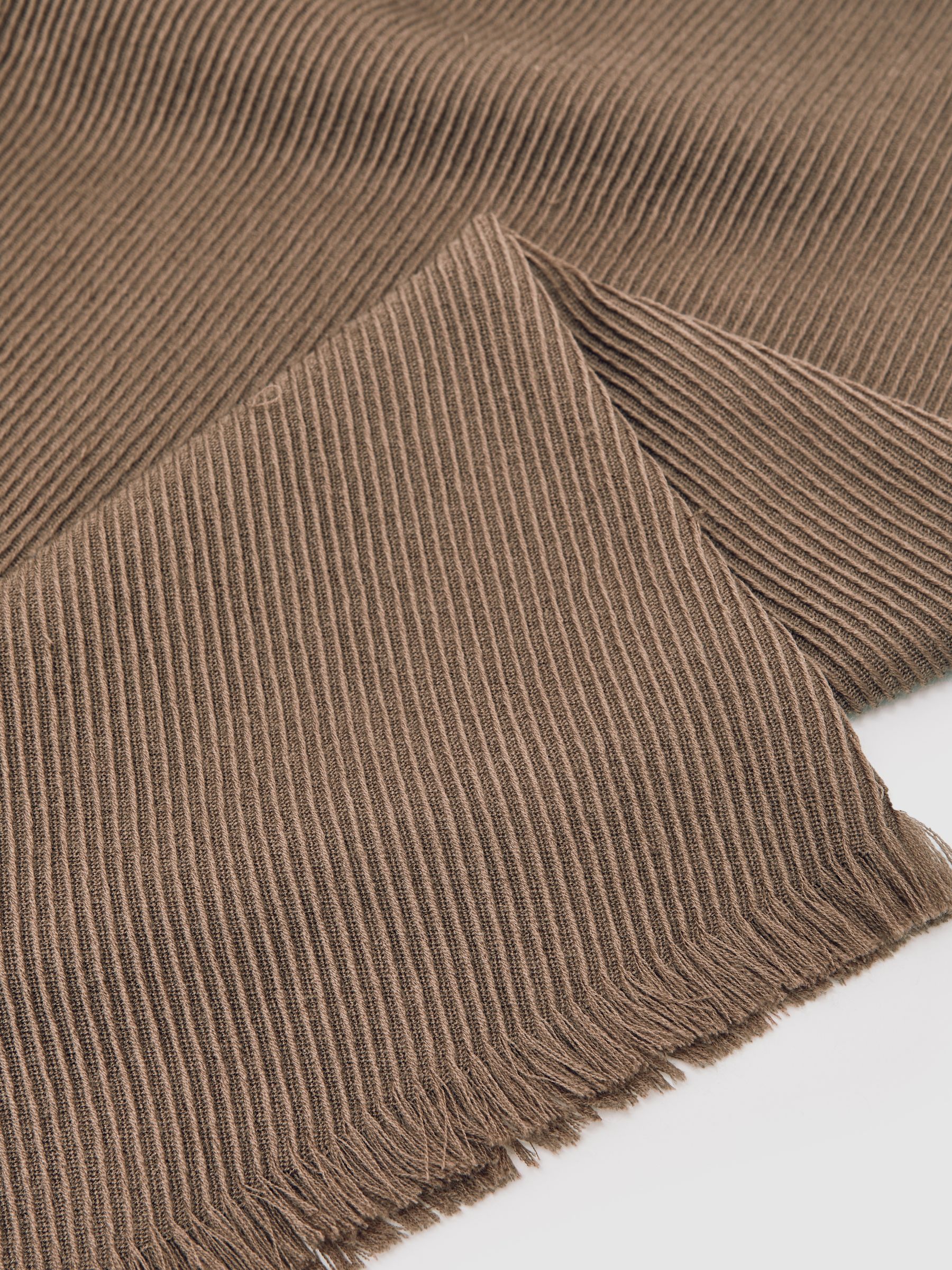 Wool Pleated Scarf in Taupe - image 3