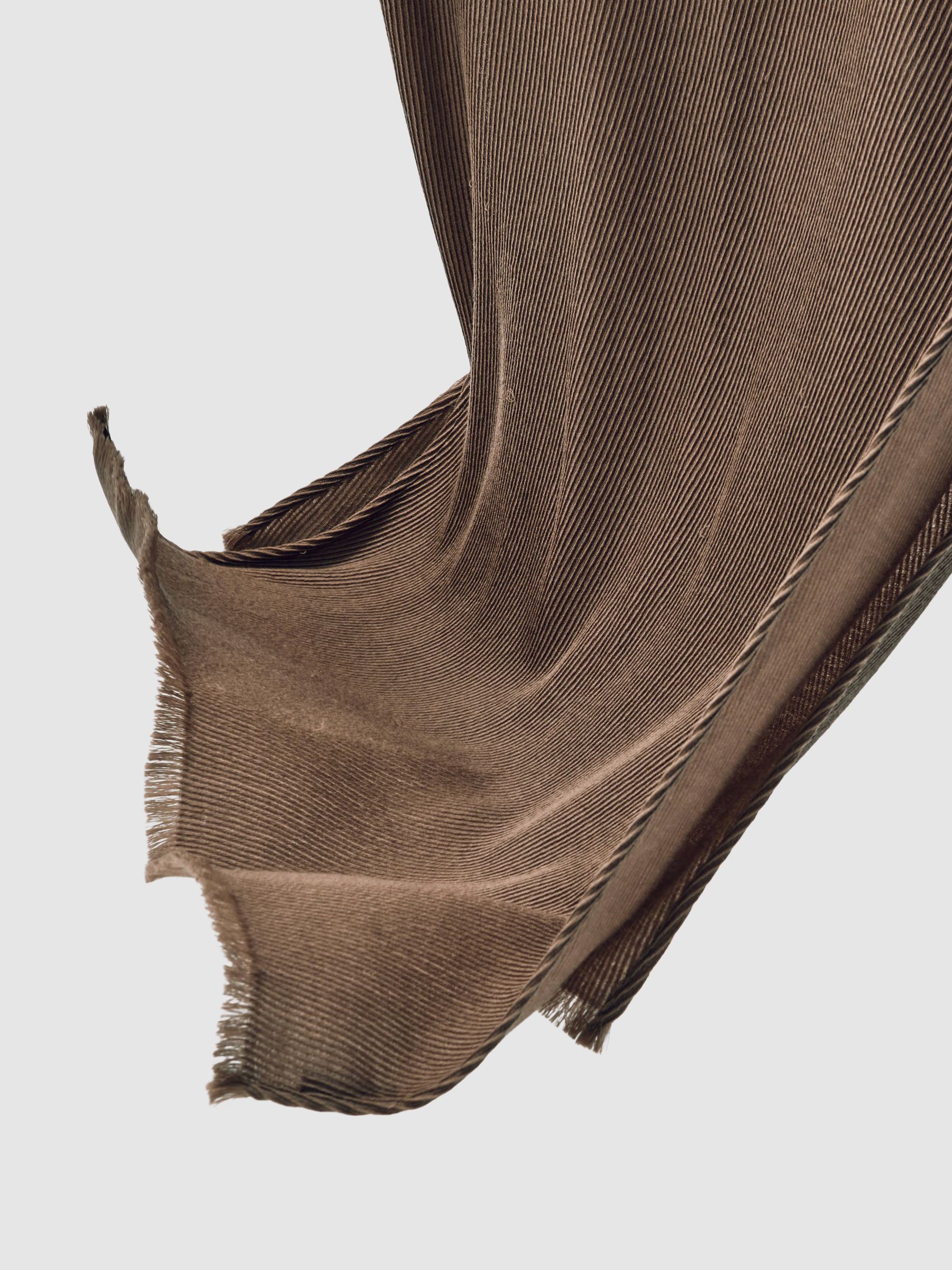 Wool Pleated Scarf in Taupe - image 2