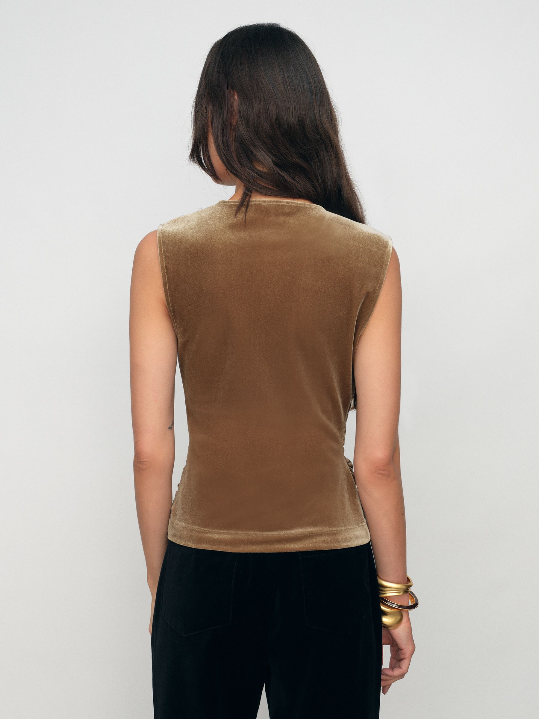 Velvet Drape Sleeveless Top in Gold - image 4