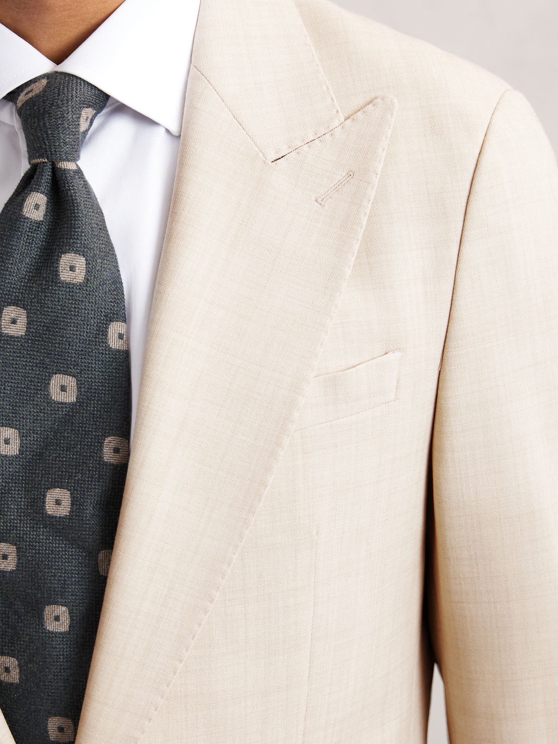 Single-Breasted Textured Suit Blazer Slim-Fit With Wool in Stone - Image 4 of 6