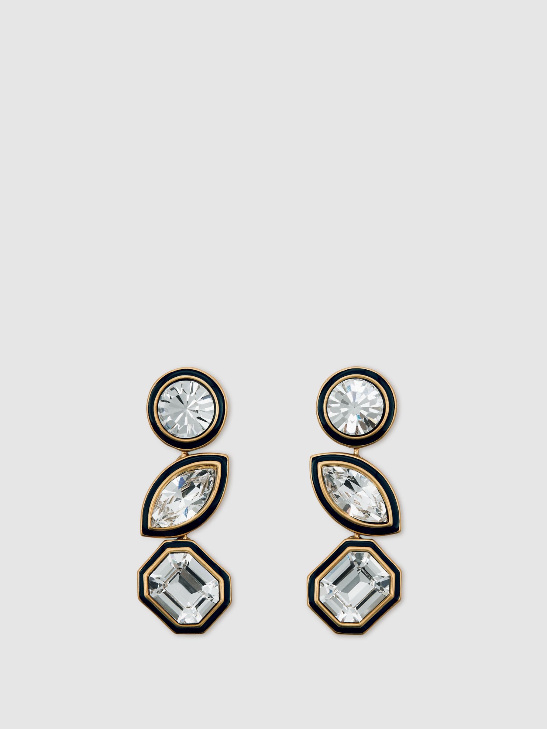 Tone Crystal Drop Earrings in Gold - Image 2 of 5