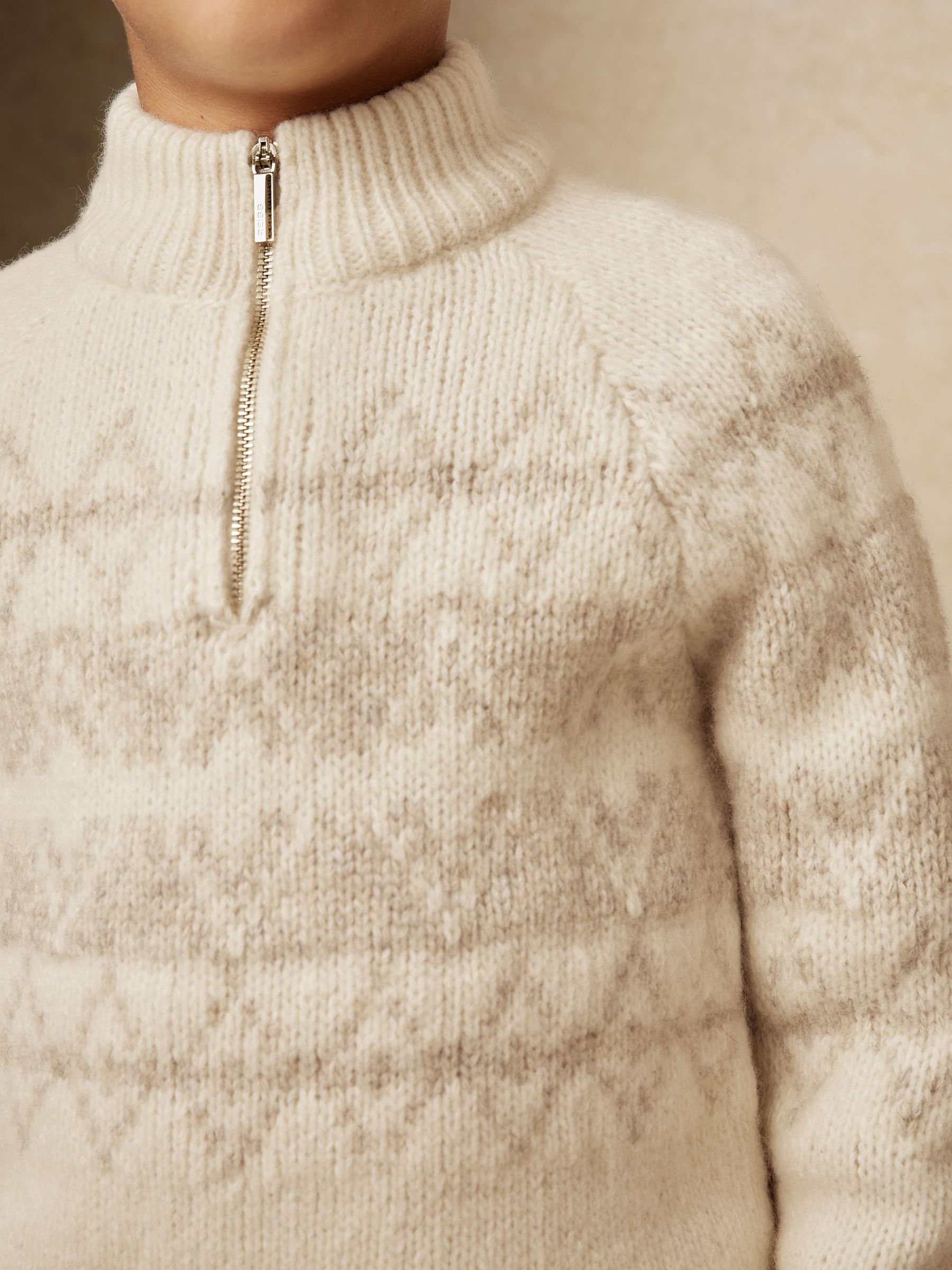 13-14 yrs Wool-Blend Fair Isle Half-Zip Jumper in Off White/Oatmeal - Image 5 of 6