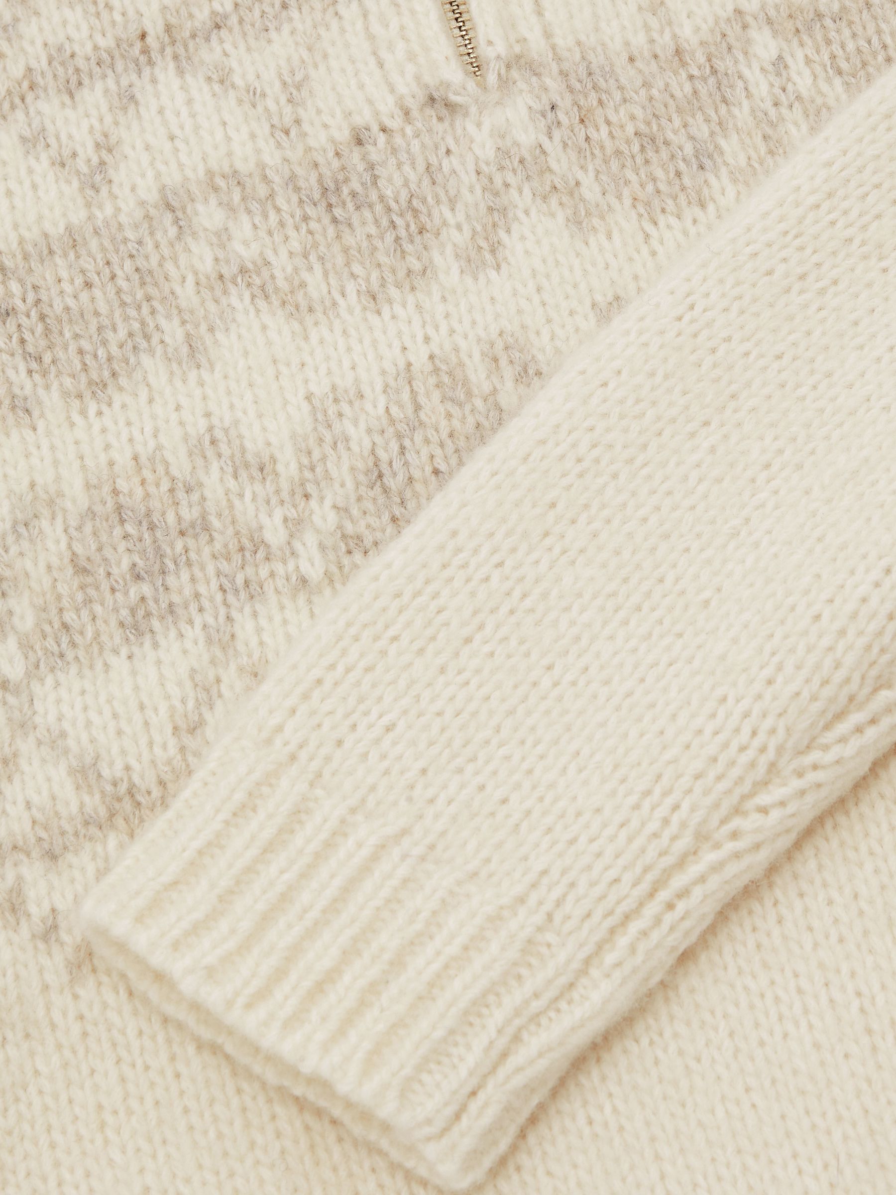 13-14 yrs Wool-Blend Fair Isle Half-Zip Jumper in Off White/Oatmeal - Image 6 of 6