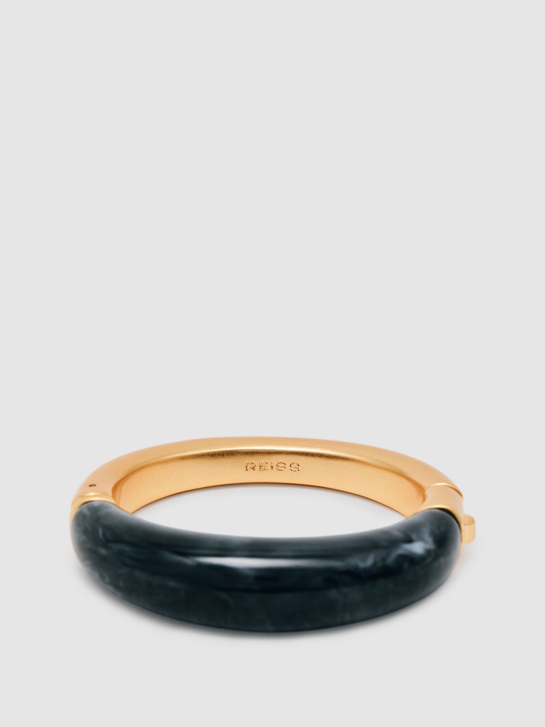 Tone Scoop Enamel Hinged Bangle in Gold - Image 2 of 4