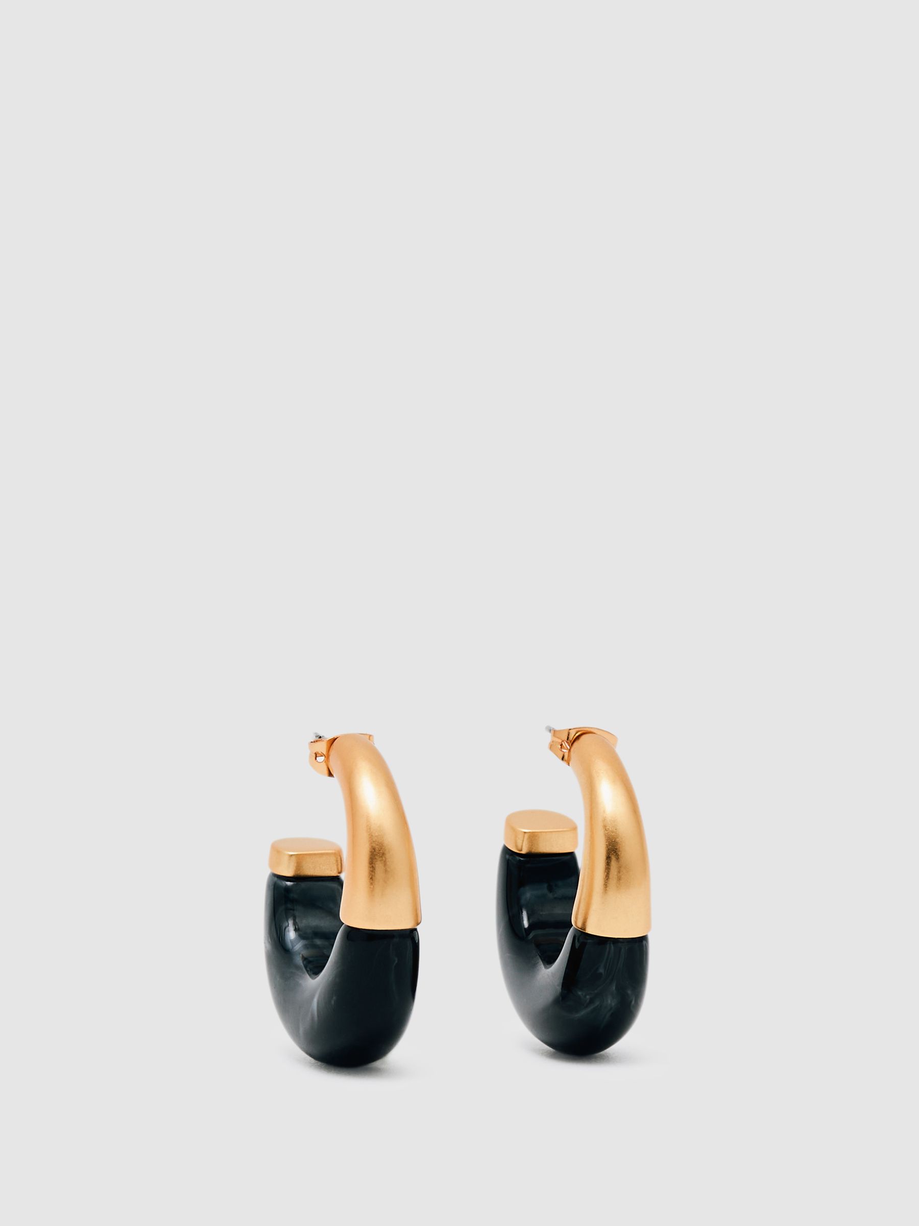 Tone Scoop Enamel Hoop Earrings in Gold - Image 1 of 5