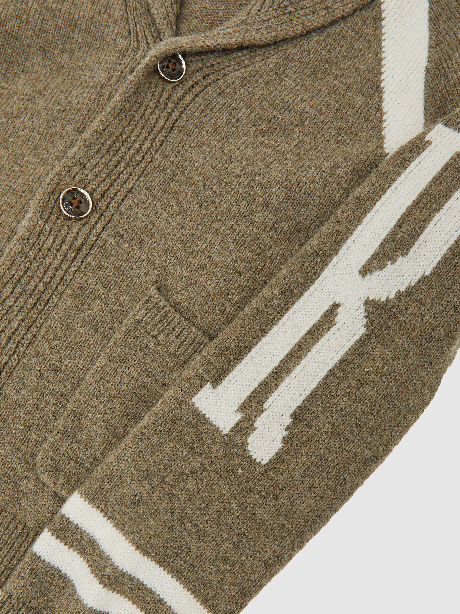 13-14 yrs Wool-Blend Shawl-Collar Logo Cardigan in Dark Green - Image 4 of 4