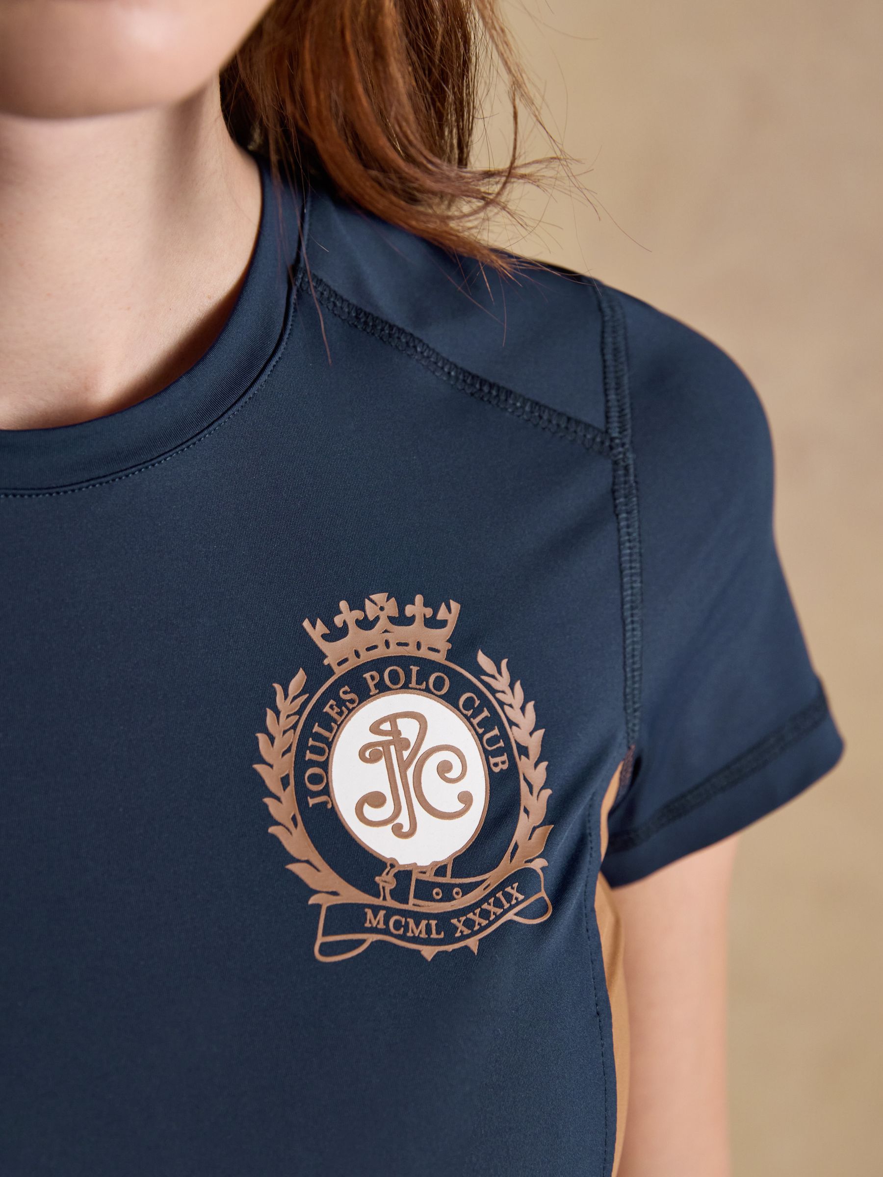 Navy Tan Short Sleeve Technical Jersey Top - Image 4 of 7
