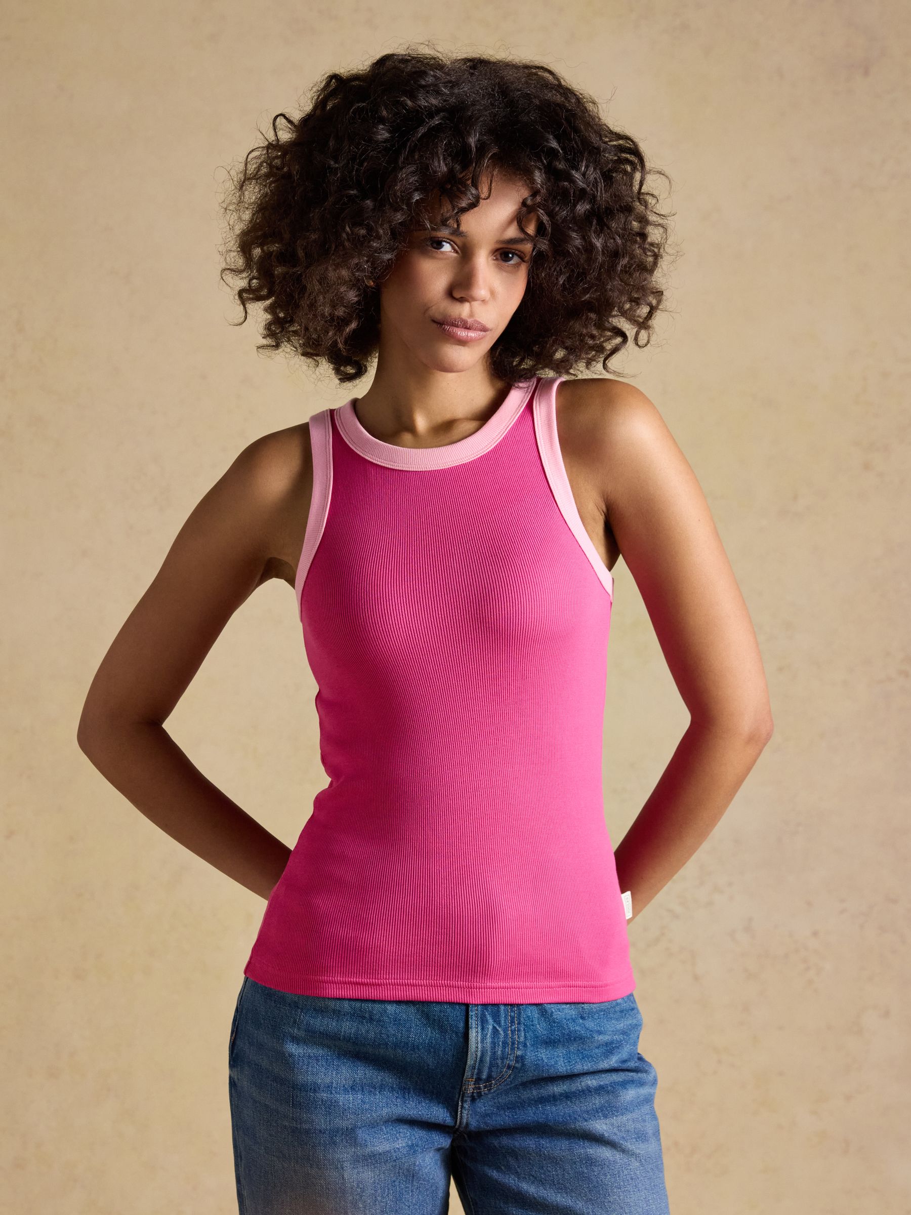 Sofia Navy/Cream/Pink Ribbed Jersey Vests 3 Pack - Image 2 of 10