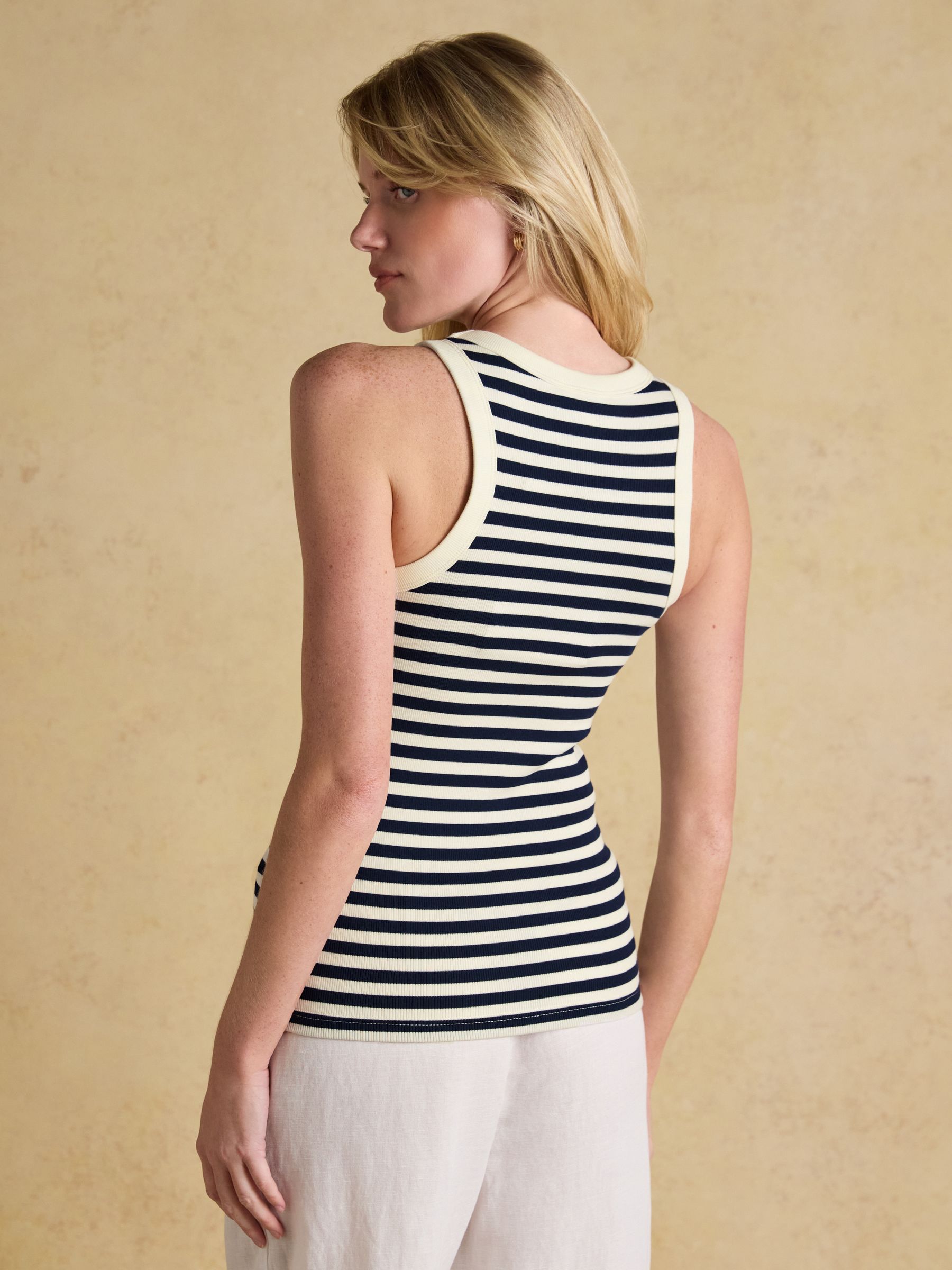 Sofia Navy/Cream/Pink Ribbed Jersey Vests 3 Pack - Image 7 of 10