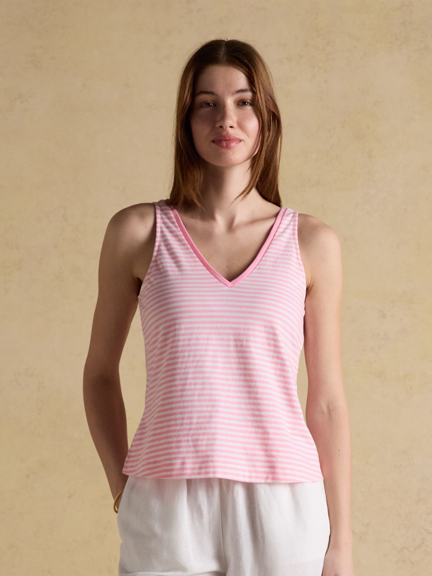Delilah Pink Striped & Navy V-Neck Cotton Jersey Vests 2 Pack - Image 3 of 7