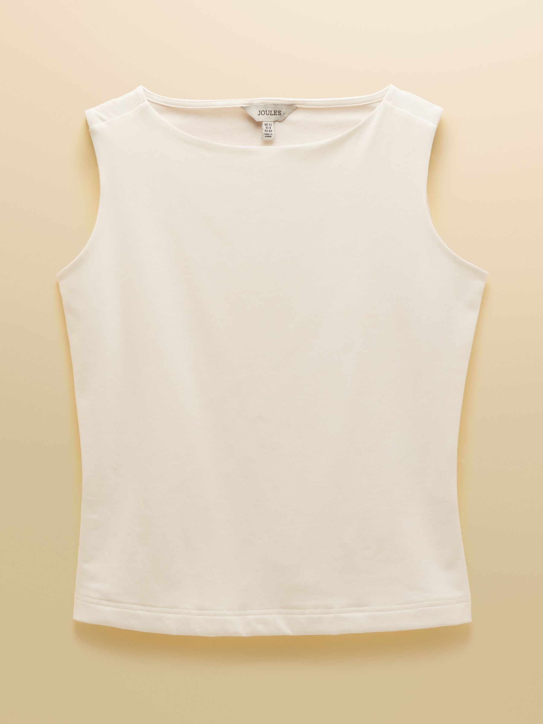 Lola Cream Double Layer Front Cotton Rich Boat Neck Vest - Image 6 of 6