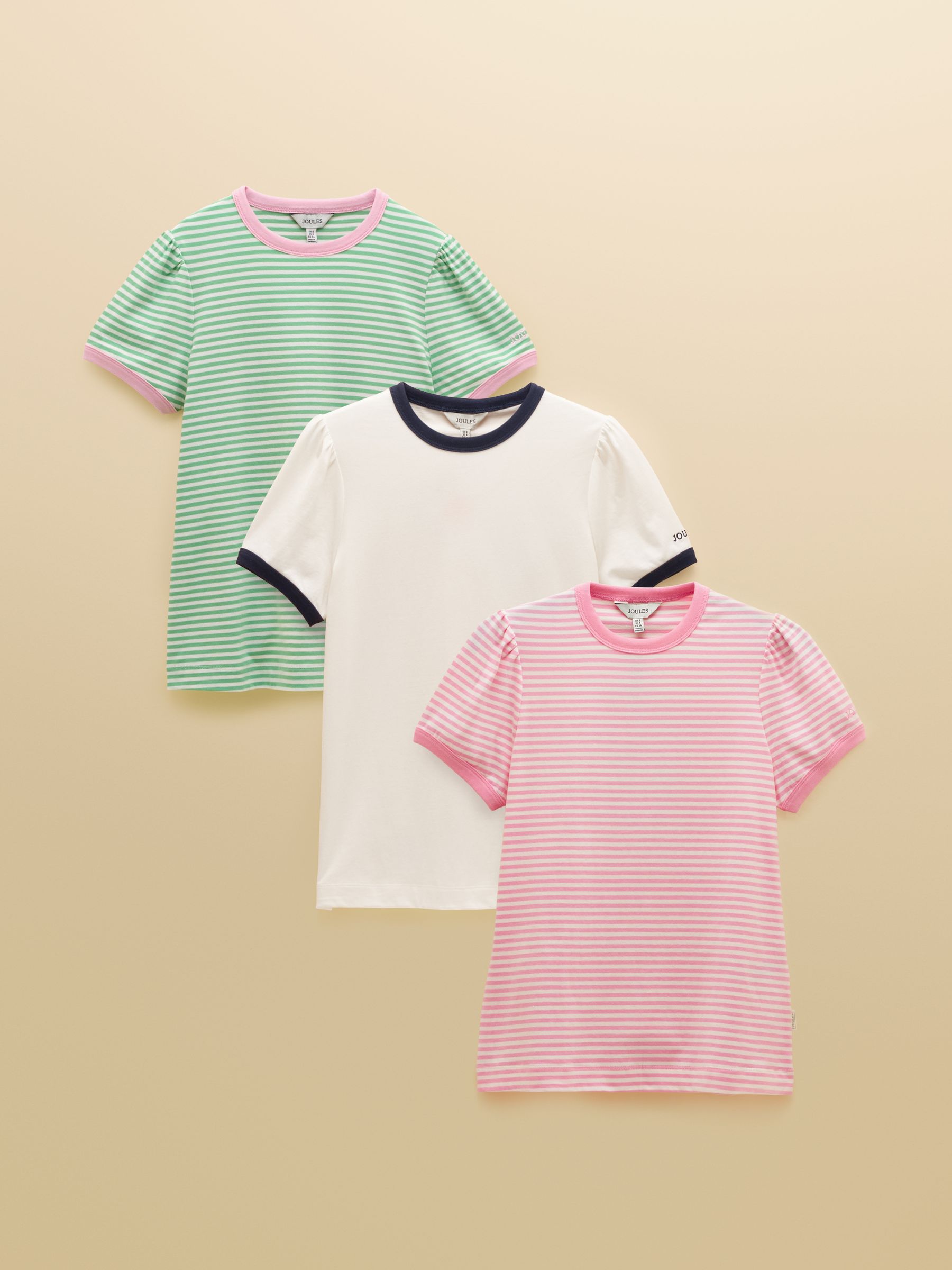 Erin Green/Pink/Cream Short Sleeve Tops 3 Pack - Image 10 of 10 Erin Green/Pink/Cream Short Sleeve Tops 3 Pack - Image 10 of 10