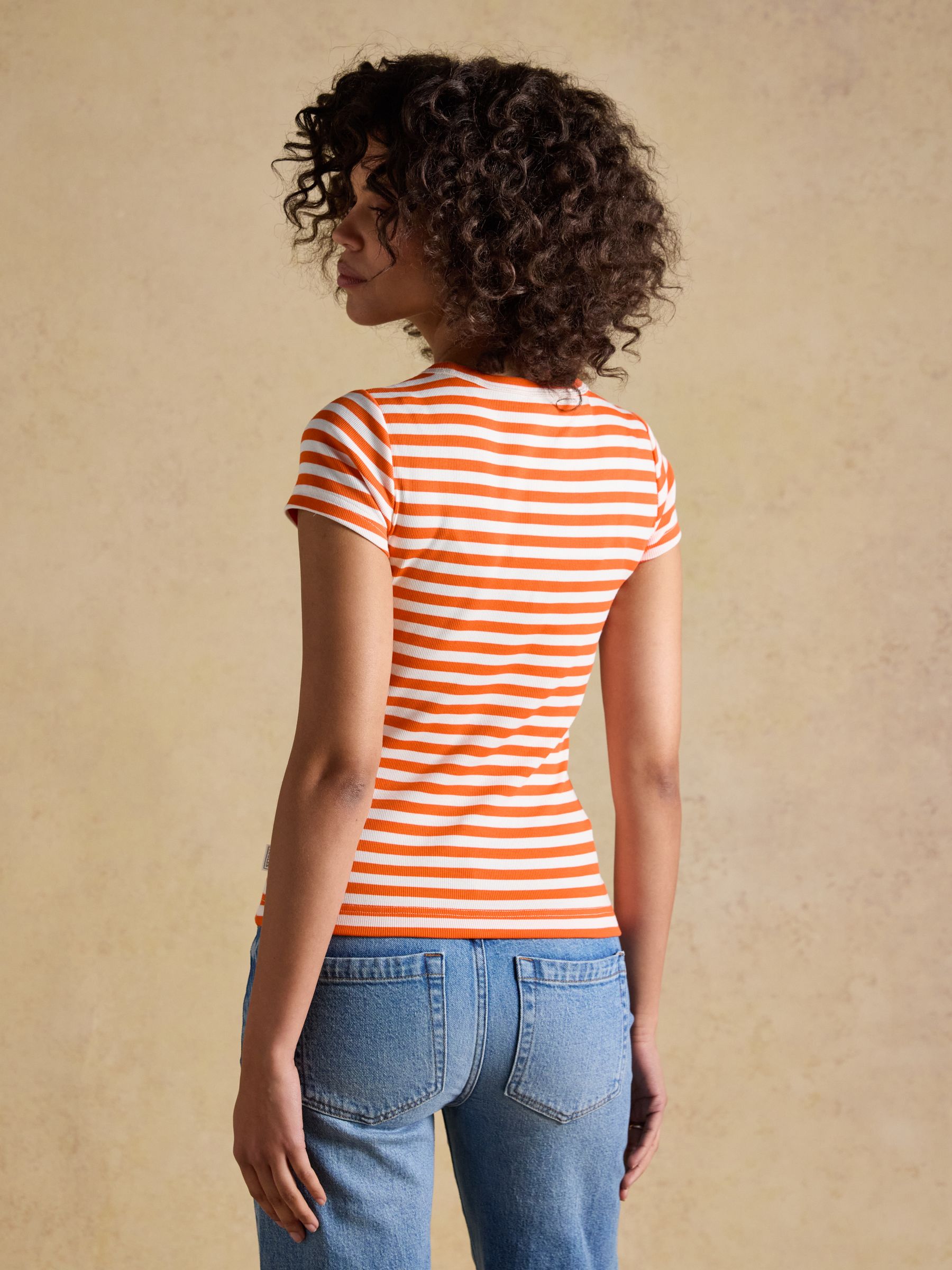 Sophie Navy & Orange Ribbed Short Sleeve T-Shirts 2 Pack - Image 5 of 7