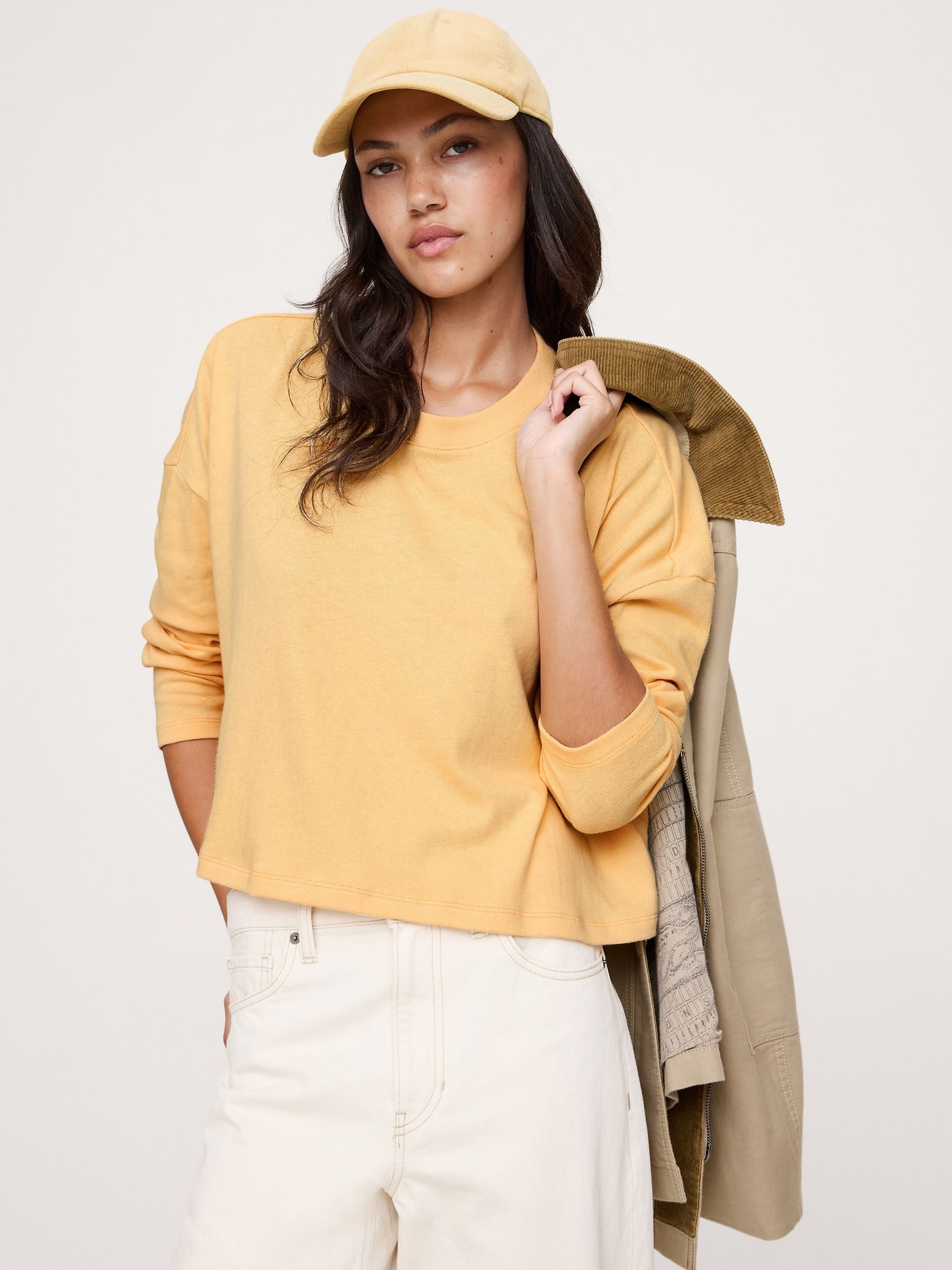 Banana Republic Yellow Oversized Cotton Cropped T-Shirt - Image 1 of 1
